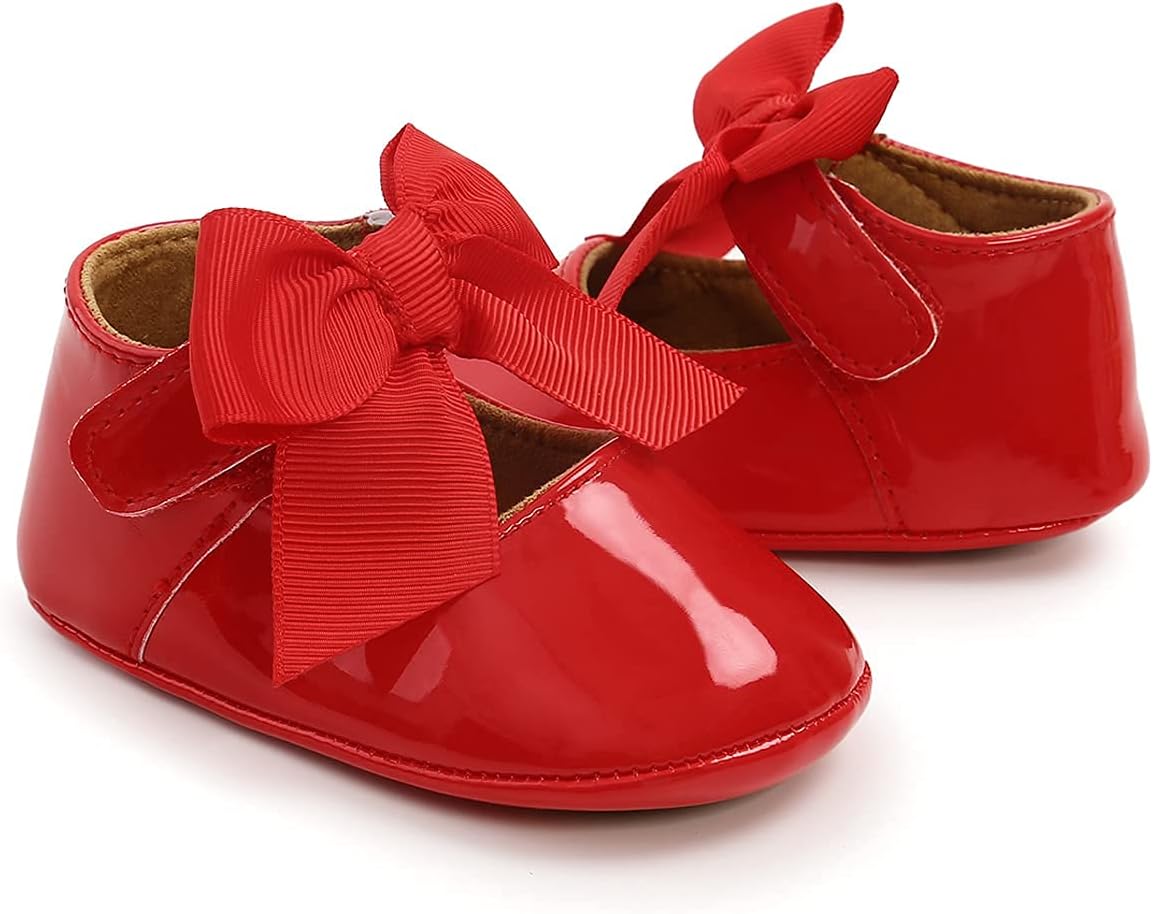 Baby Shoes Mary Jane Flats Non Slip Soft Sole Infant Toddler Sneakers First Walkers Party Christmas Dress Shoes