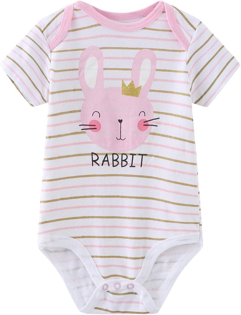 Kiddiezoom Baby Bodysuit Newborn Short Sleeve baby One-Piece Cotton 5-Pack baby clothes