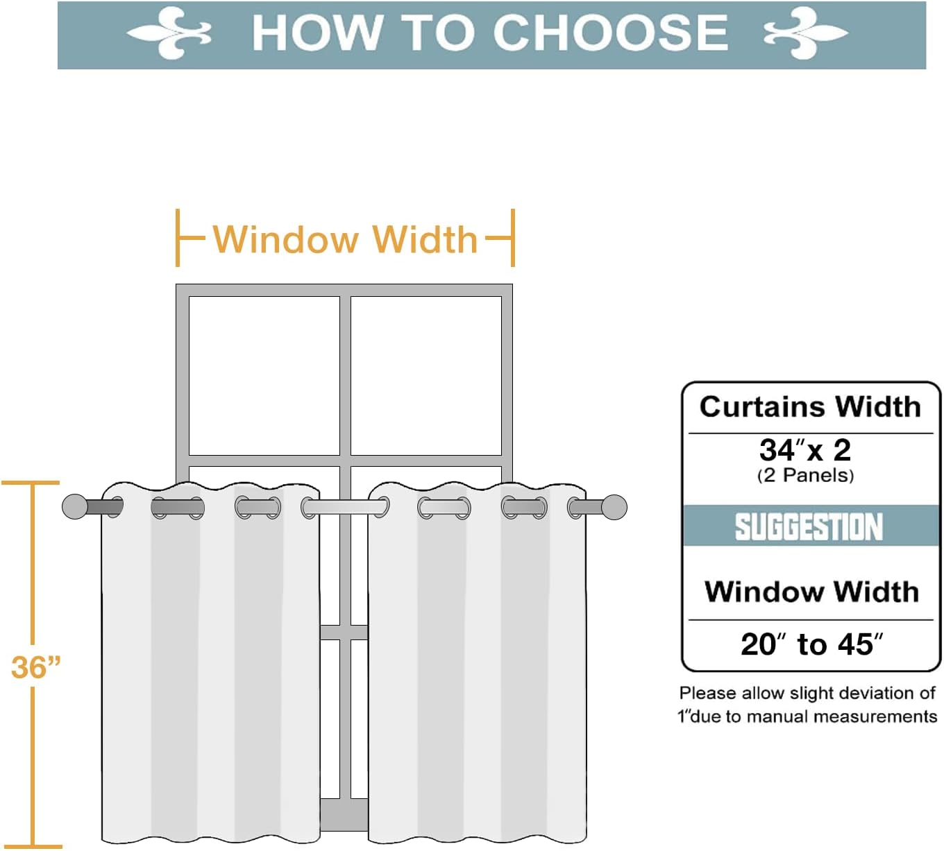 ChrisDowa Small Window Curtains for Kitchen and Bedroom - Grommet Short Thermal Insulated Room Darkening Curtains (2 Panels, Brown, 34 x 36 Inch)
