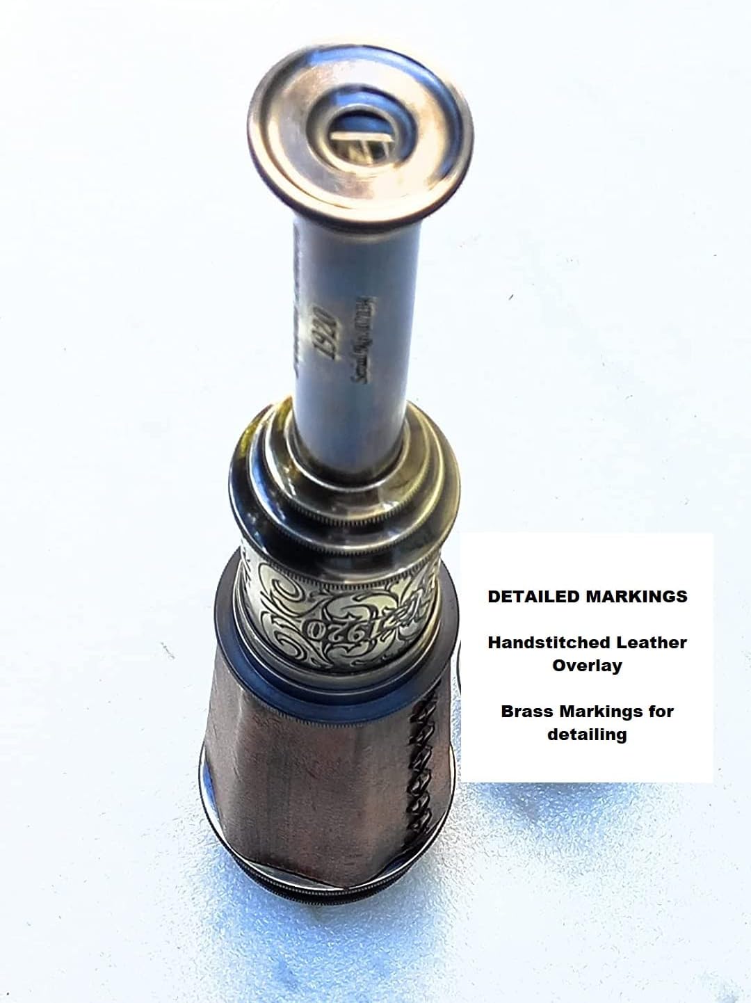 Vintage Spyglass Telescope for Adult Boys & Men - Pirate Scope Scouts Prop Ship Captain Cosplay Costume Gift for Communion Baptism (Spyglass 18")