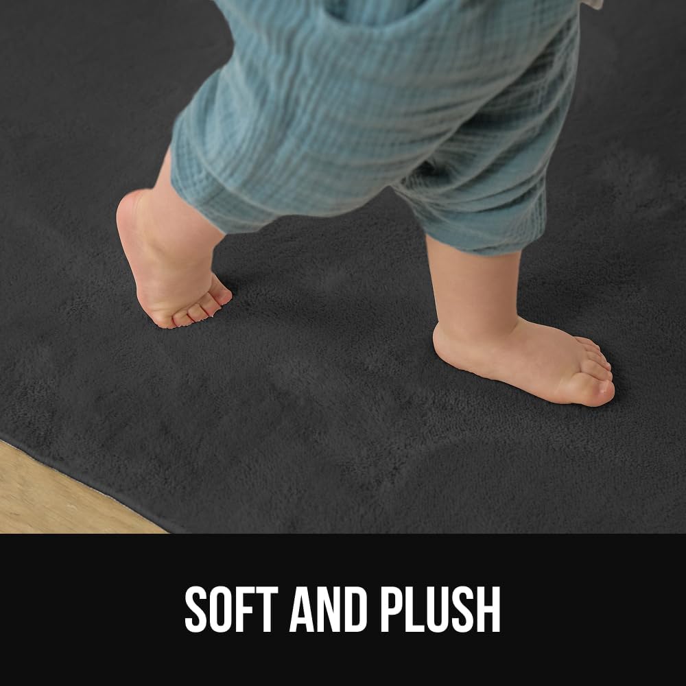 GORILLA GRIP Ultra Soft Washable Area Rug, Stain and Slip Resistant Plush Thick Carpet for Bedroom Living Room, No Shed Floor Rugs, Pet Friendly, Dorm Essentials, Kids Nursery Home Decor 4x6 Dark Gray