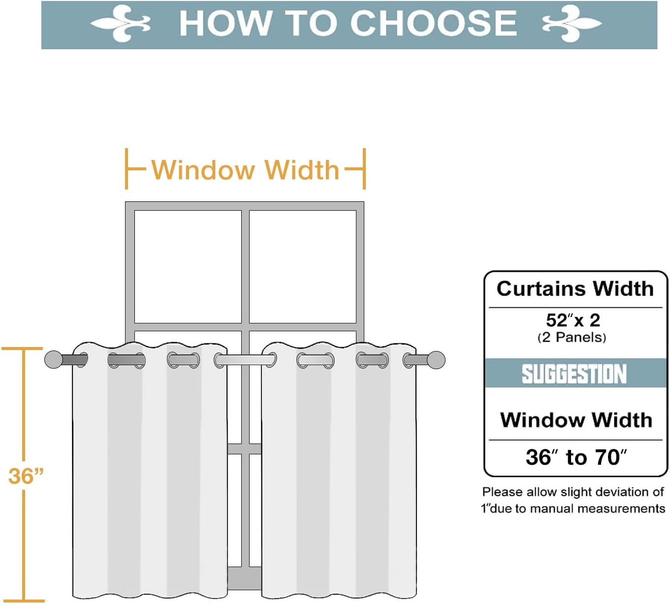 ChrisDowa Small Window Curtains for Kitchen and Bedroom - Grommet Short Thermal Insulated Room Darkening Curtains (2 Panels, Black, 52 x 36 Inch)