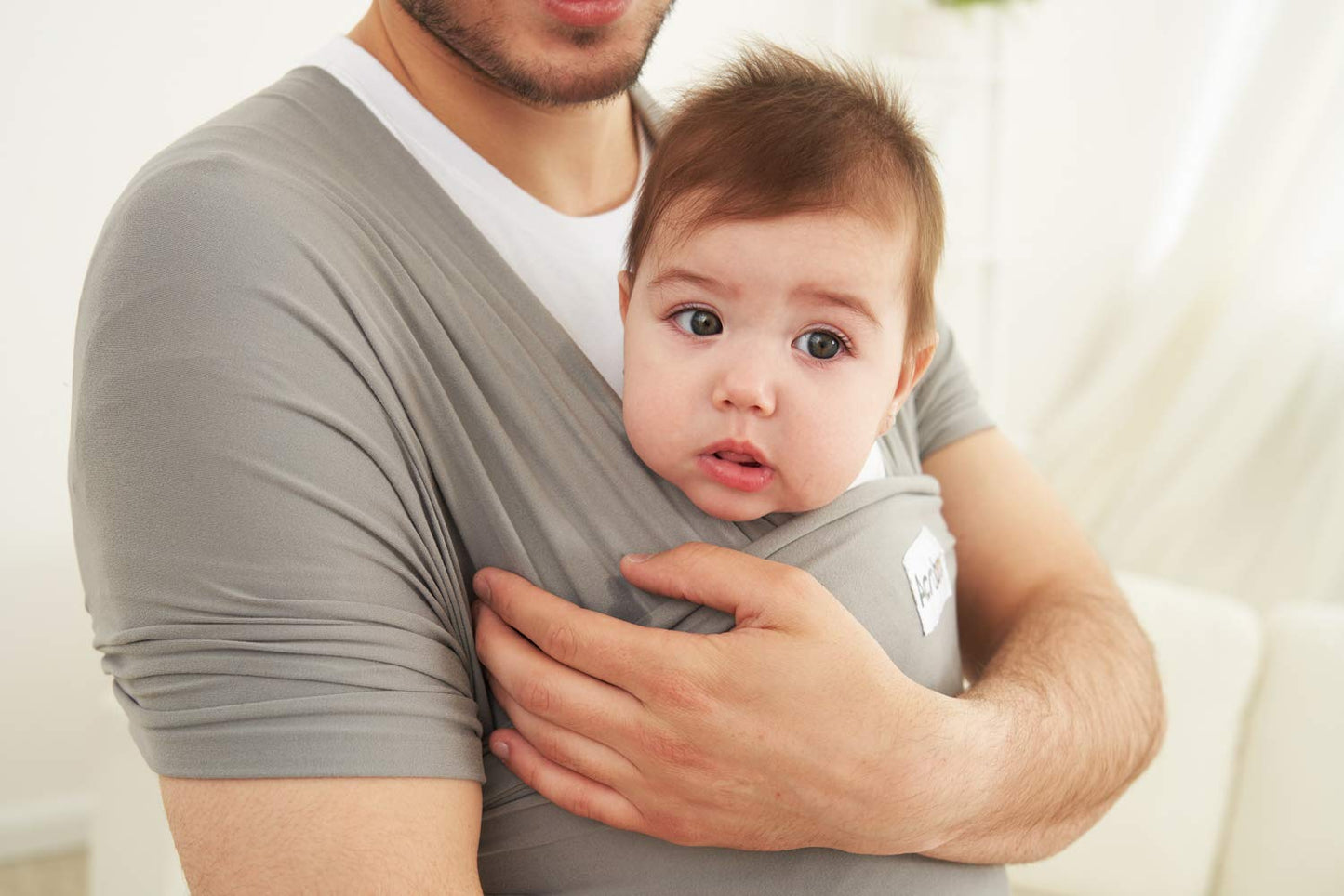 Acrabros Baby Wrap Carrier,Hands Free Baby Carrier Sling,Lightweight,Breathable,Softness,Perfect for Newborn Infants and Babies Shower Gift,Grey