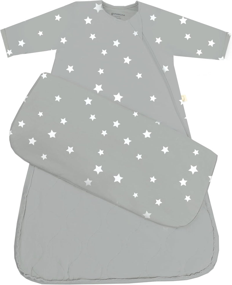 GUNAMUNA Unisex Long-Sleeve Sleep Sack, Wearable Sleep Bag for Babies and Toddlers, Soft Rayon, 1.0 TOG, 3 to 36 Months