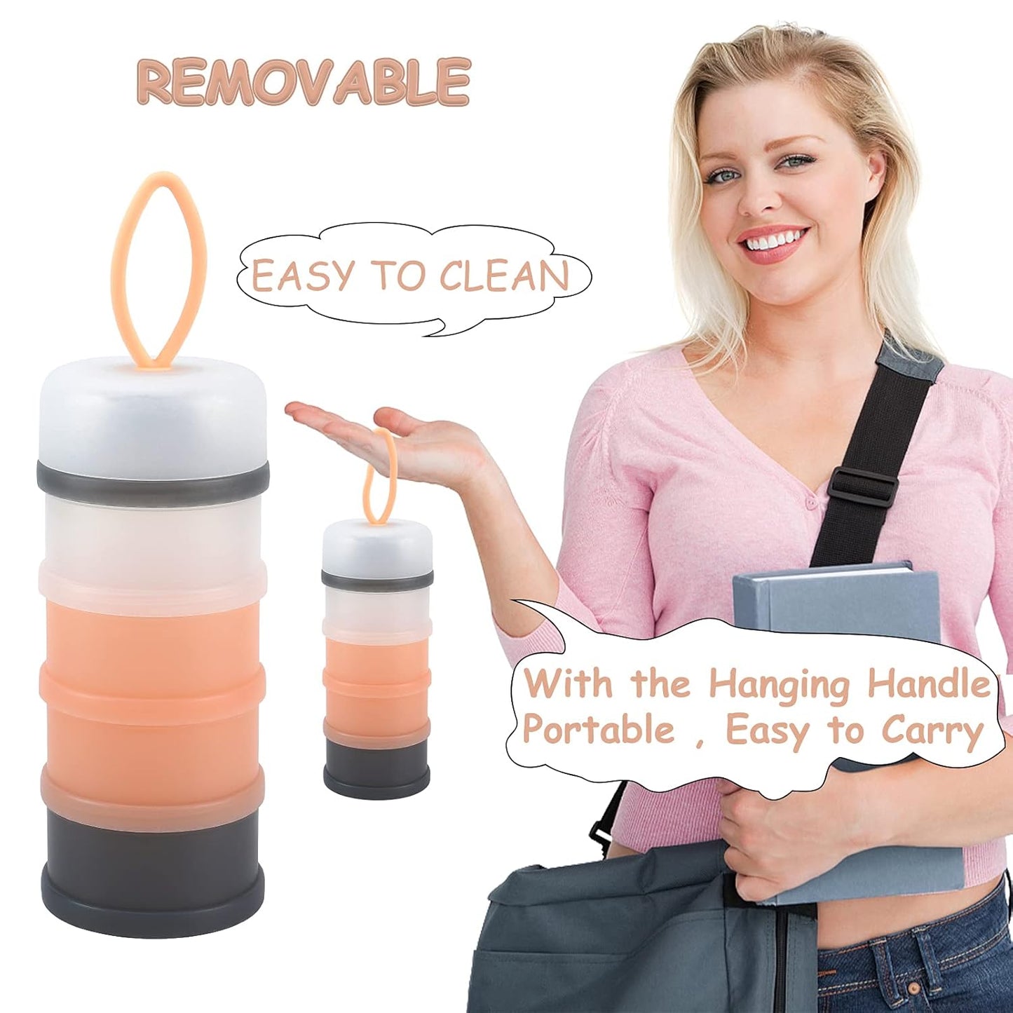 Accmor Baby Formula Dispenser On The Go, Stackable Formula Dispenser for Travel Formula Container to Go, Non-Spill Milk Powder Baby Kids Snack Storage Container, BPA Free, 2 Packs