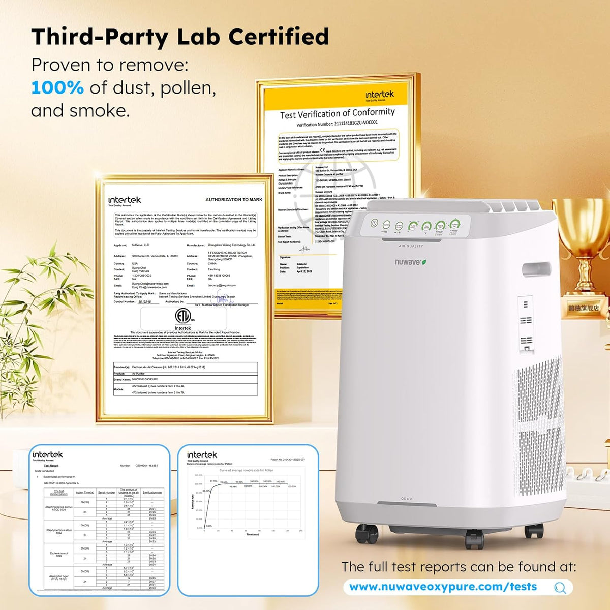 Nuwave OxyPure ZERO Air Purifier for Home Large Rooms Up to 2,002 Sq Ft 100% Particle Removal to 0.1 Micron, Dual 4-Stage Filtration, Adjustable Airflow, Smart Air Cleaner Washable & Reusable Filter