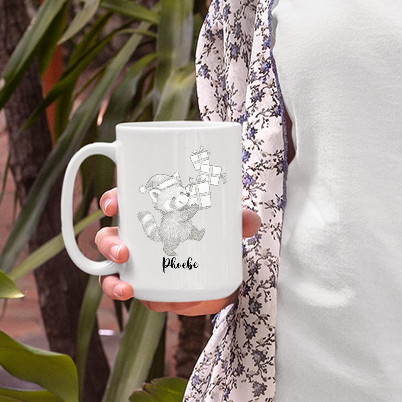 Personalized Name Red Panda Lover Accent Coffee Mug, Awesome Red Panda Ceramic Coffee Cup Gift, Customized Animal Travel Mug Gift For Dad Mom Kids Birthday Thanksgiving, Cute Animal White Cup 11 15Oz