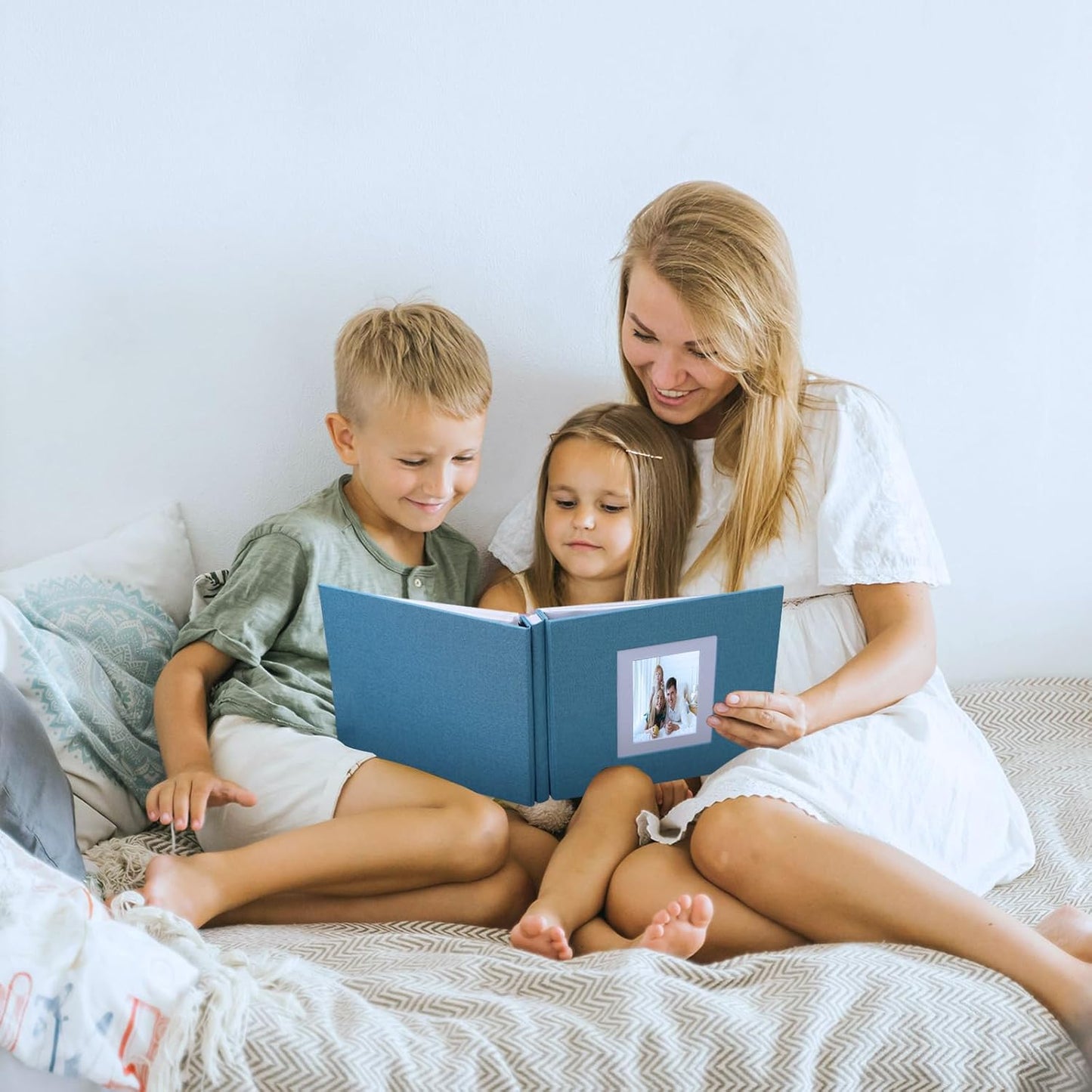 Photo Album Self Adhesive Pages Scrapbook Large Magnetic Photo Albums with Sticky Pages Scrapbooks for Wedding Baby for 4x6 5x7 8x10 Picture Photo Books 13.2x12.8 LightBlue 60 Pages
