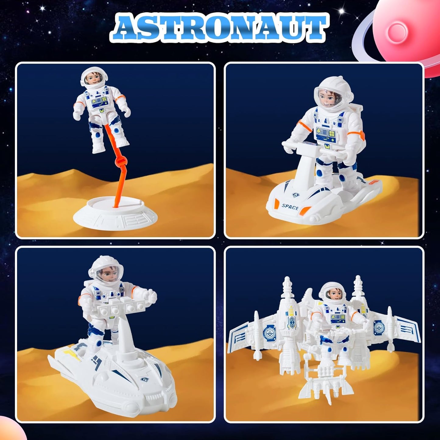 Concentration, Focus Space Toys, for Kids, Space Capsule Toy, Educational, Concentration, Learning, Space Shuttle Toys Rocket Toy, StemToy with Aircraft, SpaceRover, Astronautsl