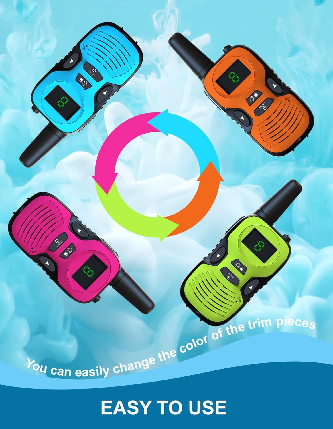 2Pcs Walkie Talkies for Kids Toys: Outdoor Toys for 3 4 5 6 7 8 9 10 11 12 Year Old Boys Girls Walkie Talkie Birthday Gifts - Long Range Camping Backyard Wakie-Talkies Party Favors Walky Talky