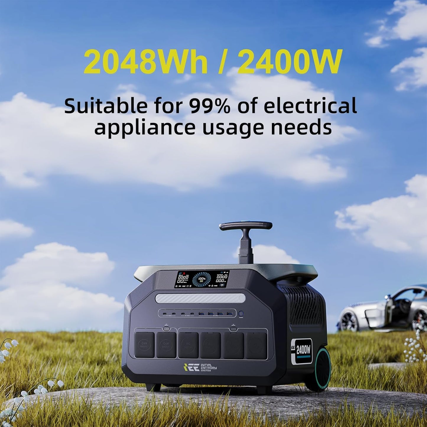 IEE P2400 Solar Generator,2400W/2048Wh Solar power station,1800W Super Fast Charging, LiFePO4 (LFP) Battery,APP Control Emergency Power Station for Home, Camping, RV and Power Outages