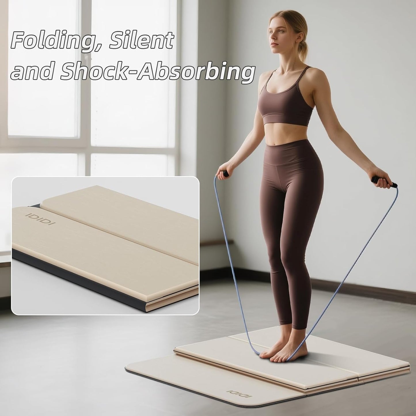 Foldable Yoga Mat Extra Thick 0.32 Inches Eco-Friendly POE Material, Non-Slip Design Fitness Mats, Multi-Purpose Workout Mats For Studio or Home Use (70 x 24 x 0.32 inches)