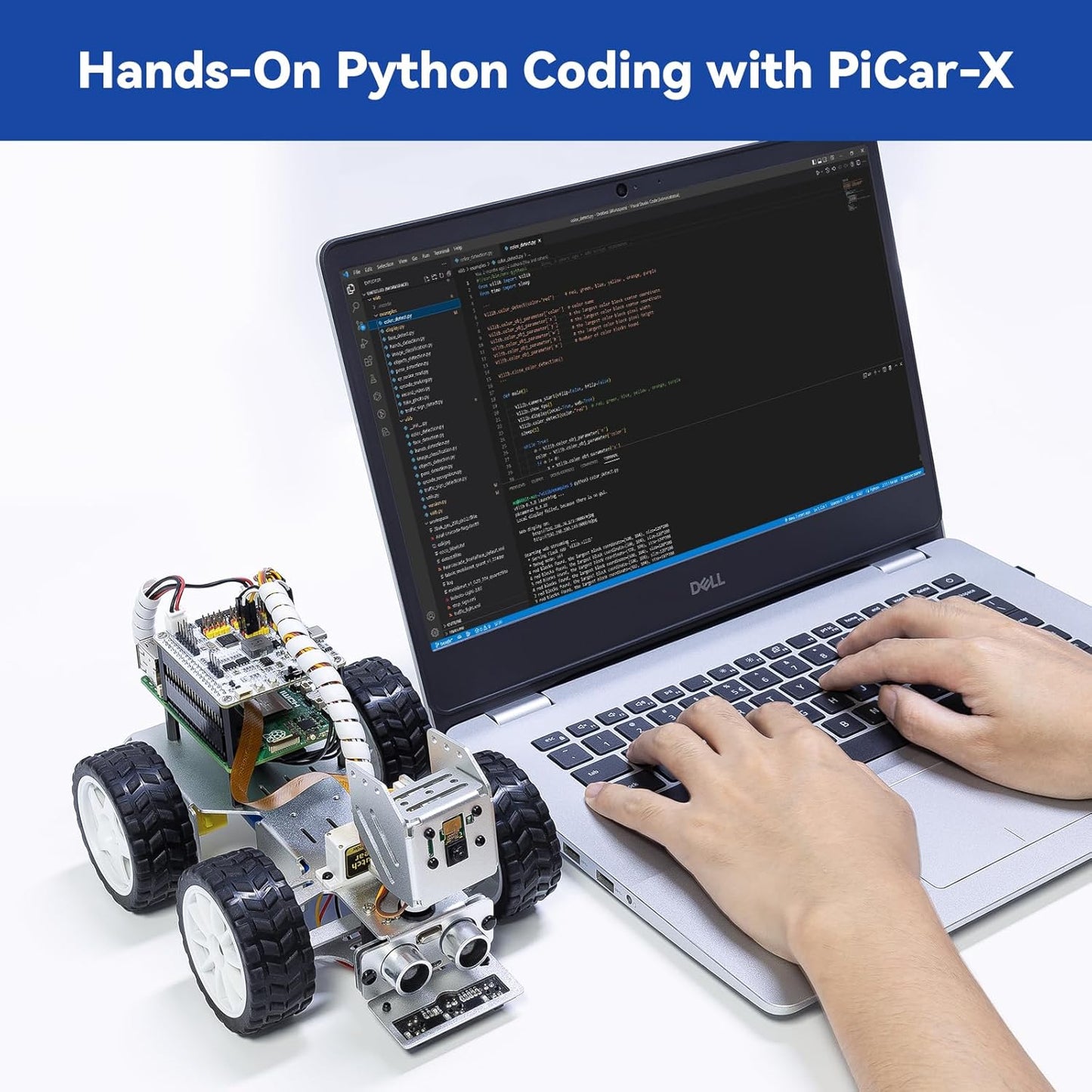SunFounder PiCar-X AI Video Robot Car Kit for Raspberry Pi 5/4/3B+/3B, ChatGPT-4o Enabled with Video Recognition, Python, Scratch, Camera, Mic, Rechargeable Batterry (RPI NOT Included)
