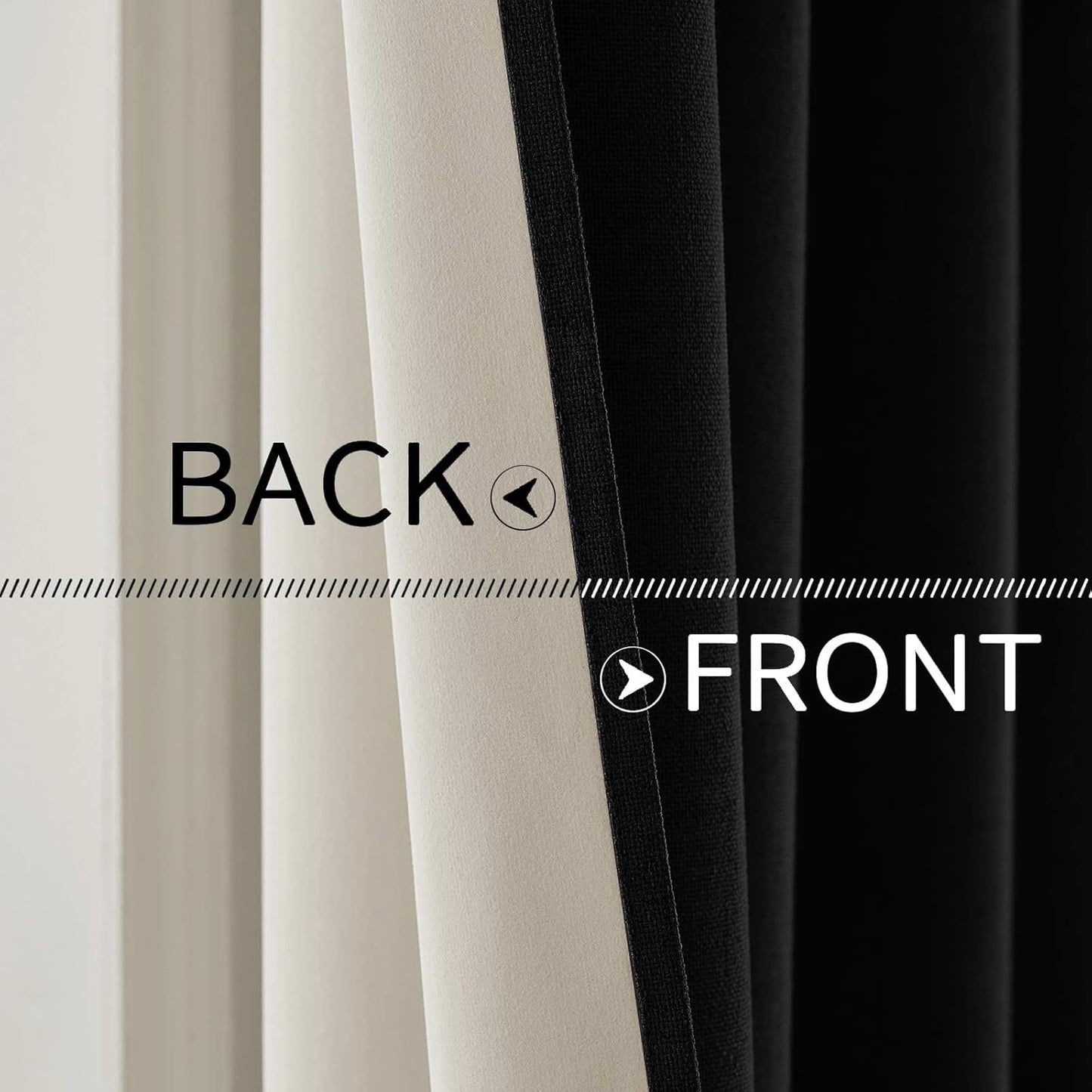 MIULEE Linen Texture Curtains for Bedroom Solid 100% Blackout Thermal Insulated Halloween Black Curtains Grommet Room Darkening Drapes for Living Room Nursery 52x63 Inch (2 Panels)