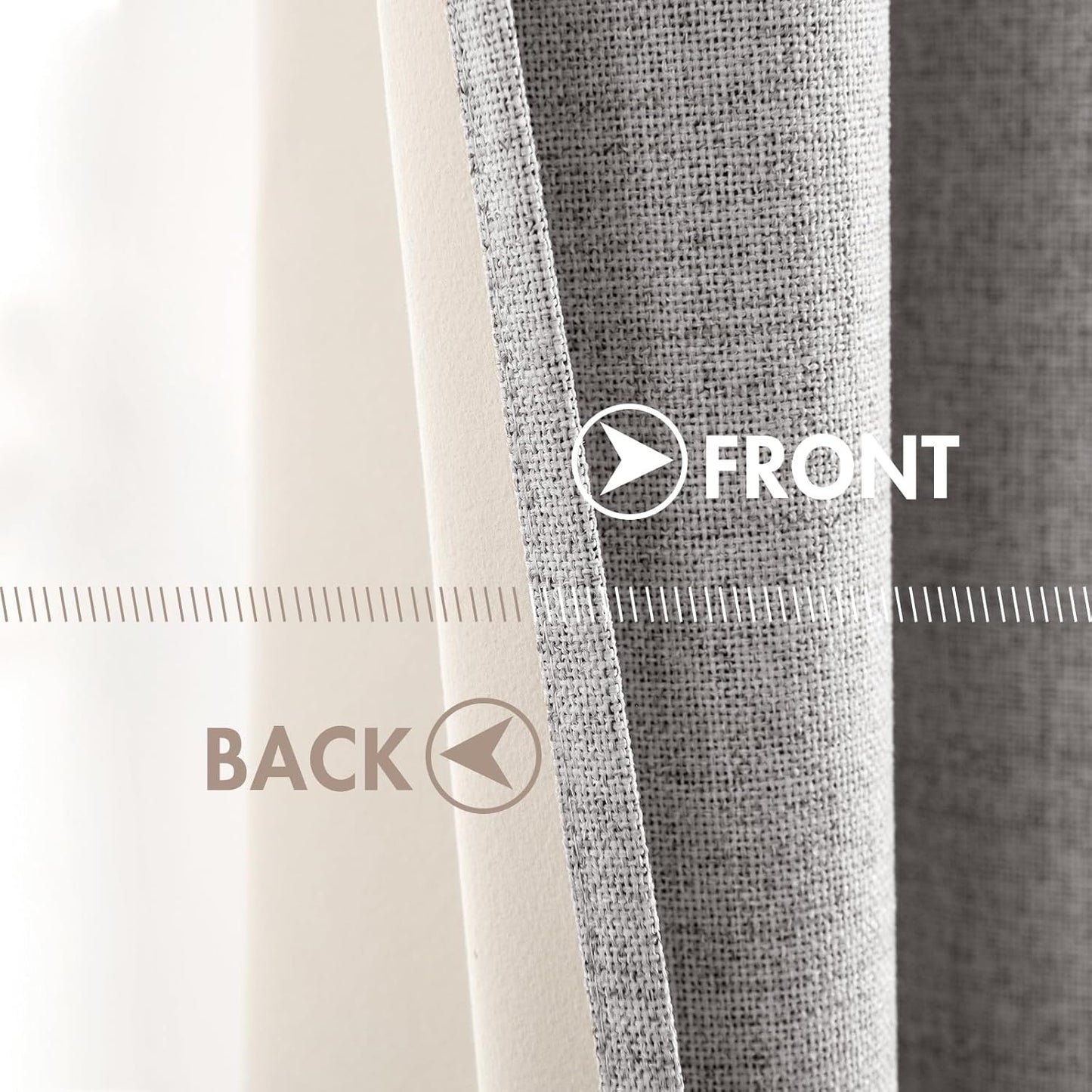 MIULEE Linen Texture Curtains for Bedroom Solid 100% Blackout Thermal Insulated Greyish White Curtains Grommet Room Darkening Drapes for Living Room Nursery 52x72 Inch (2 Panels)
