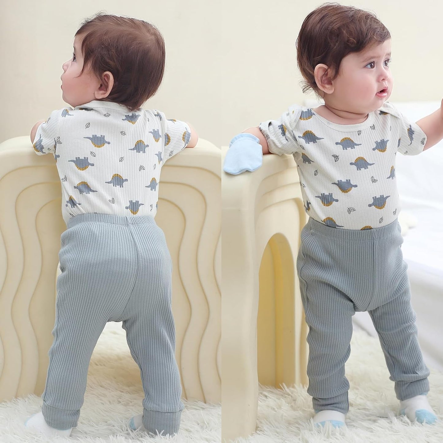 Baby Bodysuit and Pant Set Summer Ribbed Mix Match Infant Boy Girl Clothes Outfits