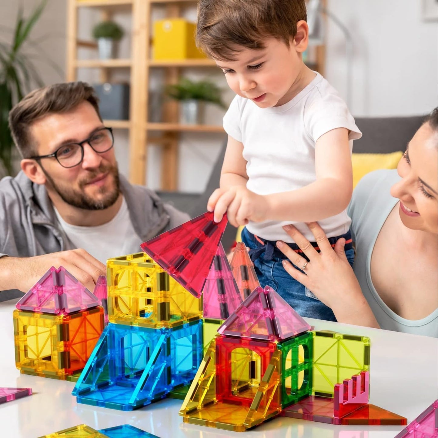 Jasonwell 57PCS Magnetic Tiles Building Blocks Set for Boys Girls Preschool Educational Magnet Construction Kit Stacking STEM Toys Christmas Birthday Gifts for Kids Toddlers 3 4 5 6 7 8 9 + Year Old