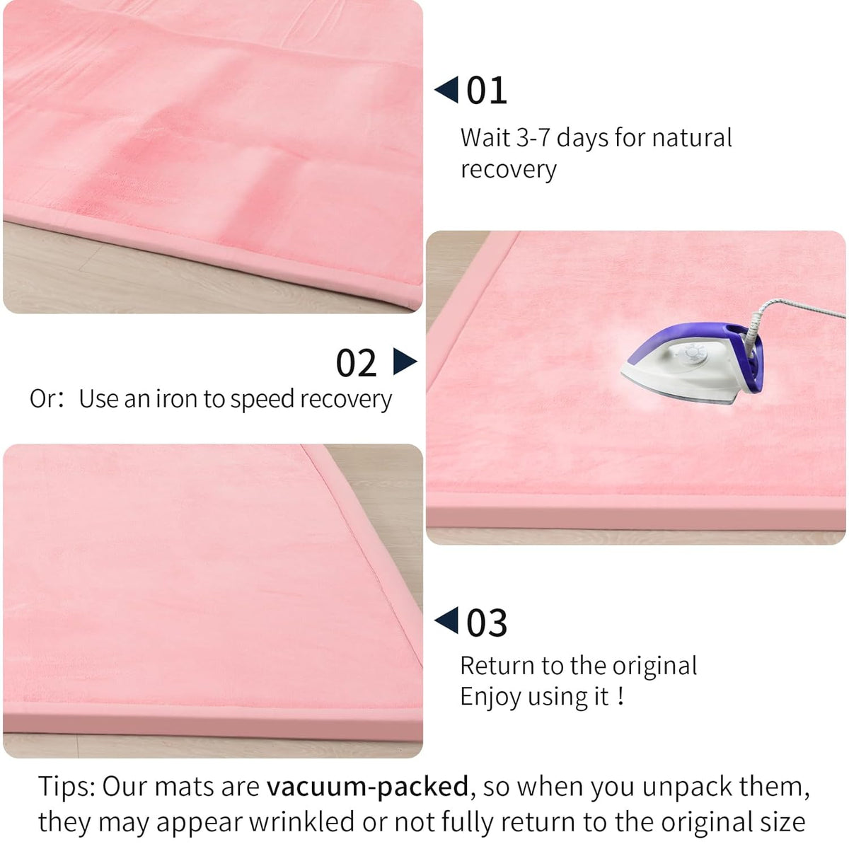 ACOMOPACK Baby Play Mat for Floor 1.3" Thick Memory Foam Play Mat 79"×157 Tummy Time Crawling with Non-Slip Bottom for Living Room,Nursery,Soft Velvet Playpen Mats for Kids,Infants(Pink)