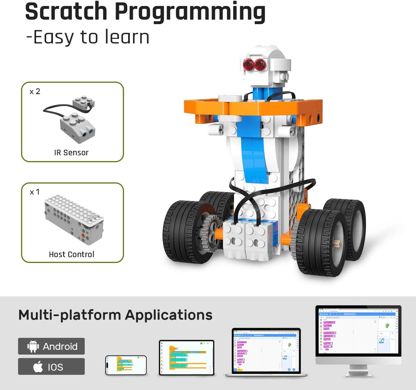 STEM Coding Robot Kits for Kids Ages 6+, 26-in-1 Educational Programmable Scratch Coding Robotics Kit, APP RC Robot Jeep Car Birthday Children's Day Gift for Boy Girls(400+ Pcs)