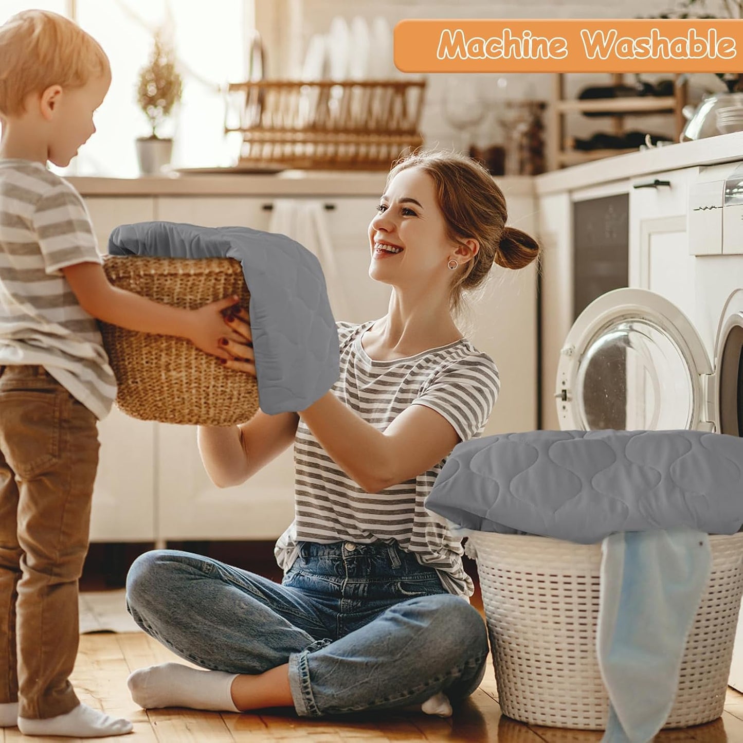 Yoofoss Waterproof Crib Mattress Protector, Quilted Crib Mattress Pad Cover Soft and Breathable, Machine Washable Toddler Mattress Protector for Standard Baby Crib Size 52''x28''