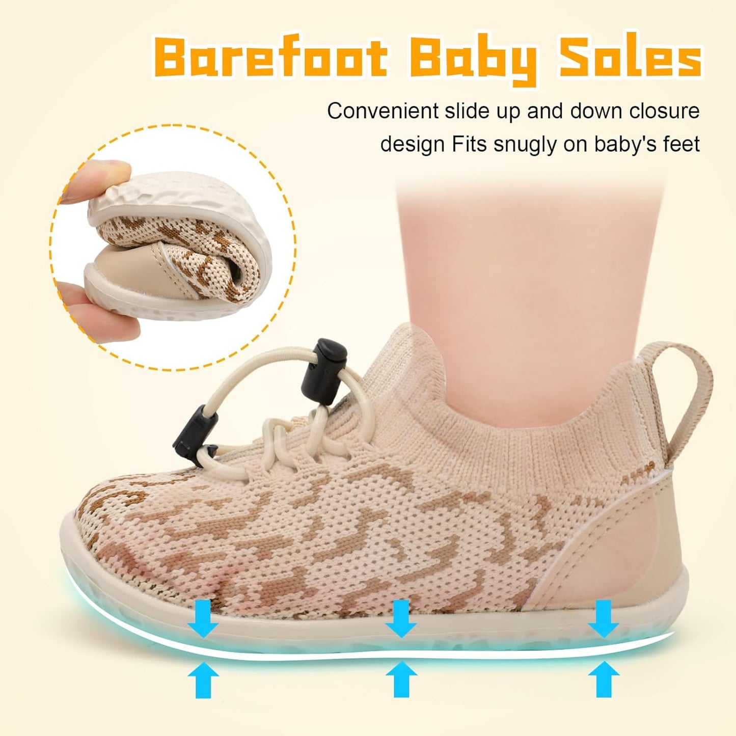 FEETCITY Baby Shoes Boys Girls First Walking Shoes Lightweight Infant Sneakers Slip On Shoe