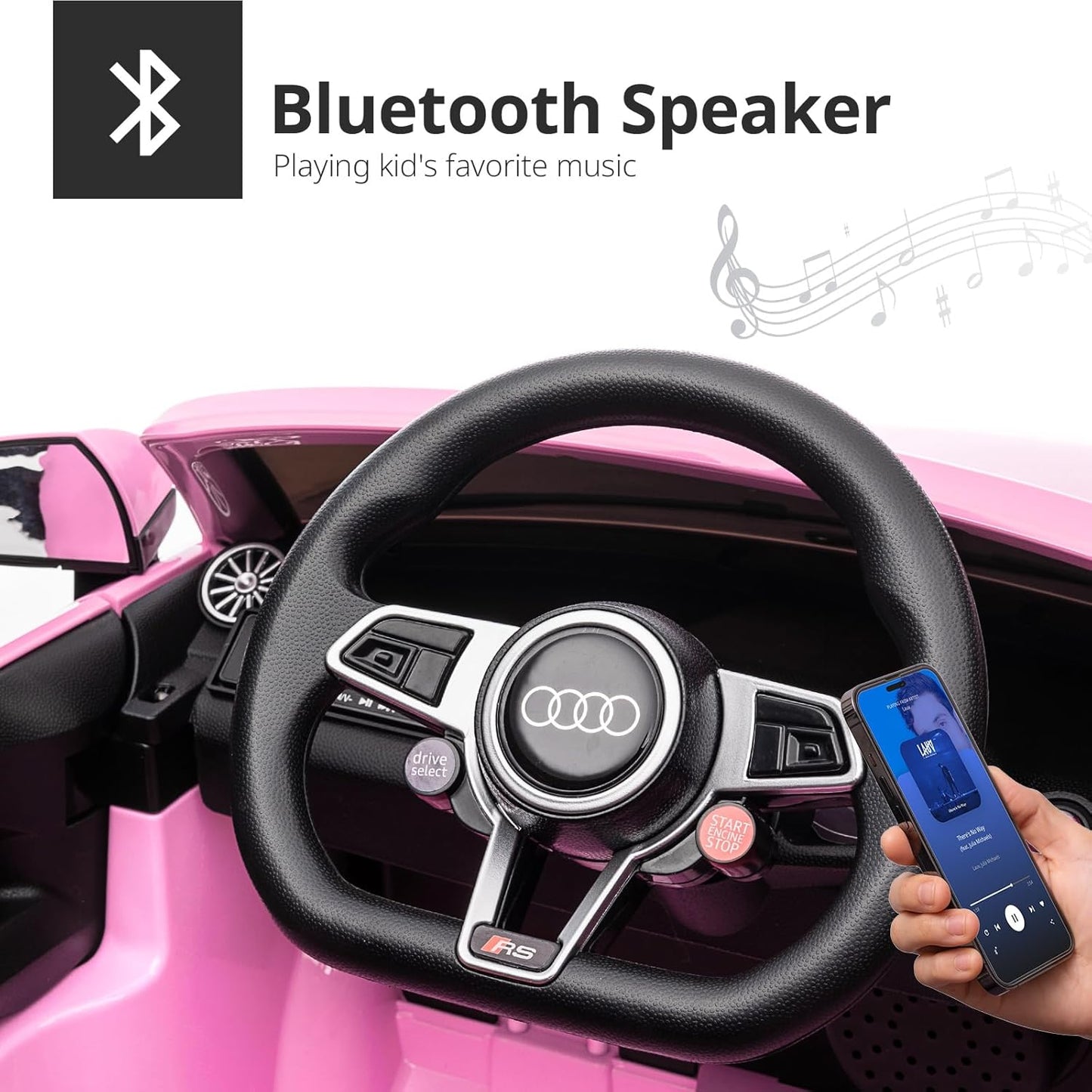 Licensed Audi Electric Kids Car, 12V Kids Ride-on Toy Car for Toddlers w/Remote - Pink