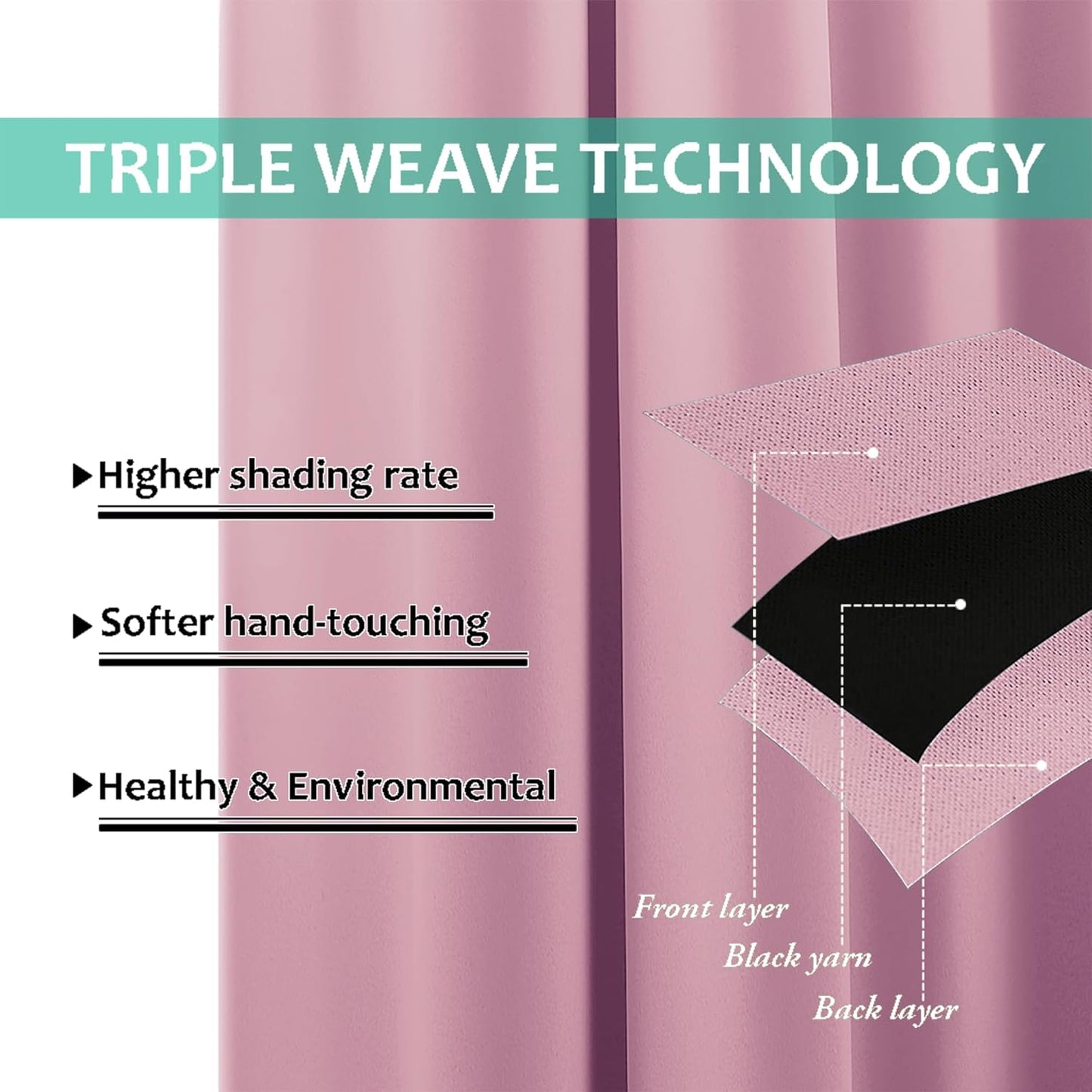NICETOWN Crystal Pink Full Shade Curtain Panels, 37" Wide x 80" Long, Pair of Thermal Insulated & Energy Efficiency Blackout Curtains for Living Room Windows, Lined Silky Performance Window Dressing