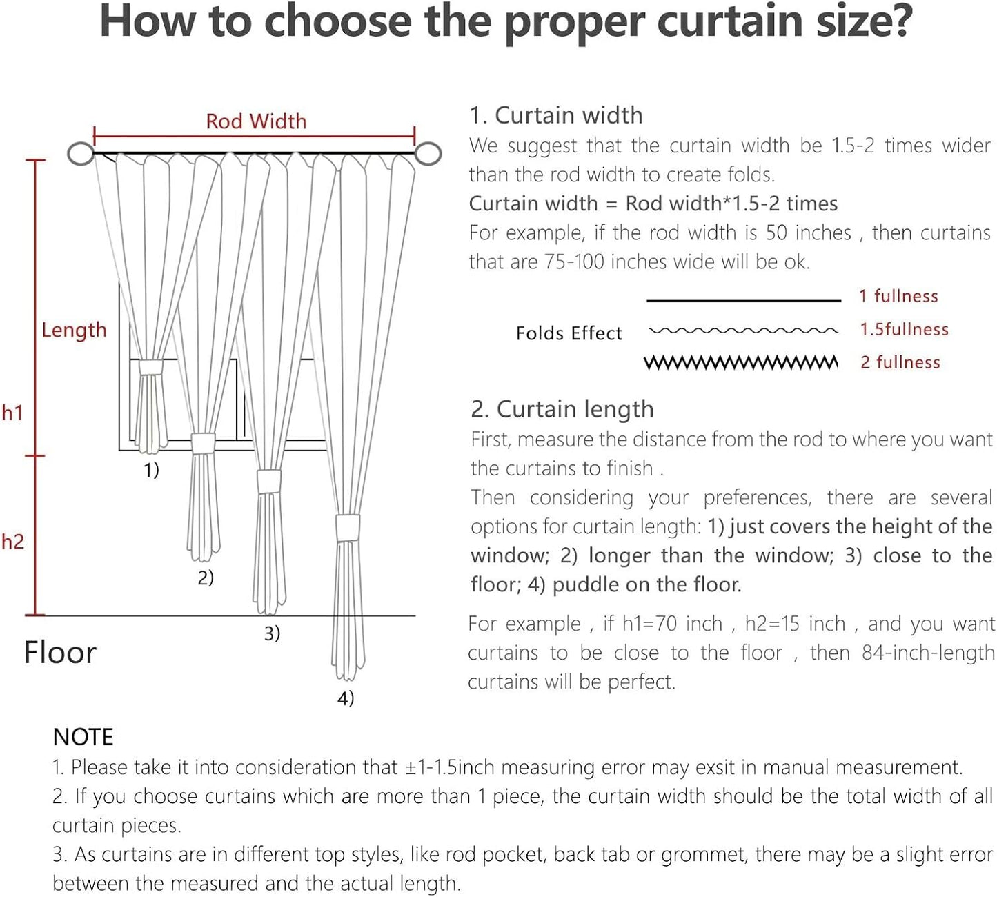 Joydeco Custom Blackout Curtains for Bedroom, 1 Panel Room Darkening Curtains & Drapes for Living Room Window Rod Pocket Back Tab (Custom Size,Burgundy Red)