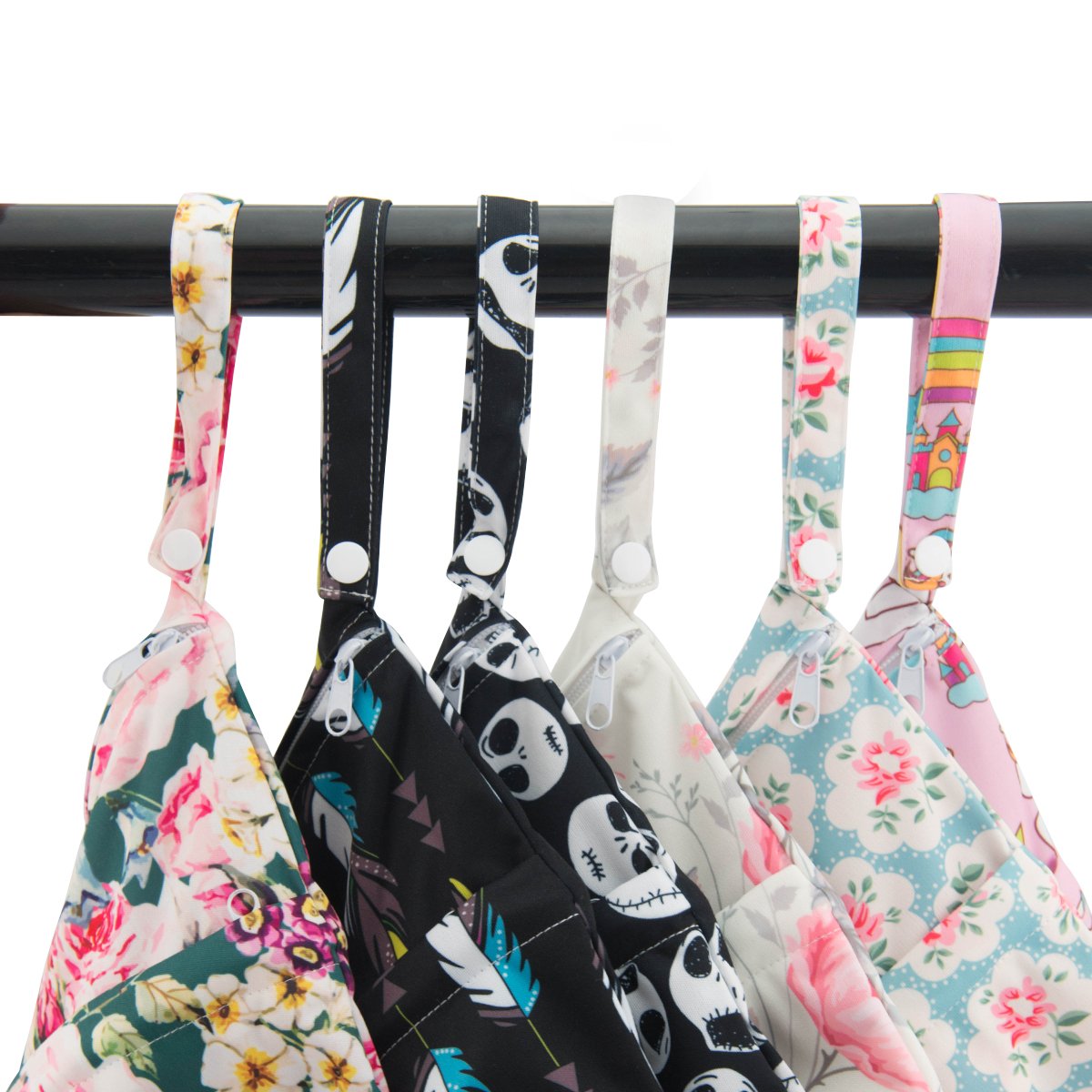 ALVABABY 2pcs Cloth Diaper Wet Dry Bags Waterproof Reusable with Two Zippered Pockets Travel Beach Pool Daycare Soiled Baby Items Yoga Gym Bag for Swimsuits or Wet Clothes L12208