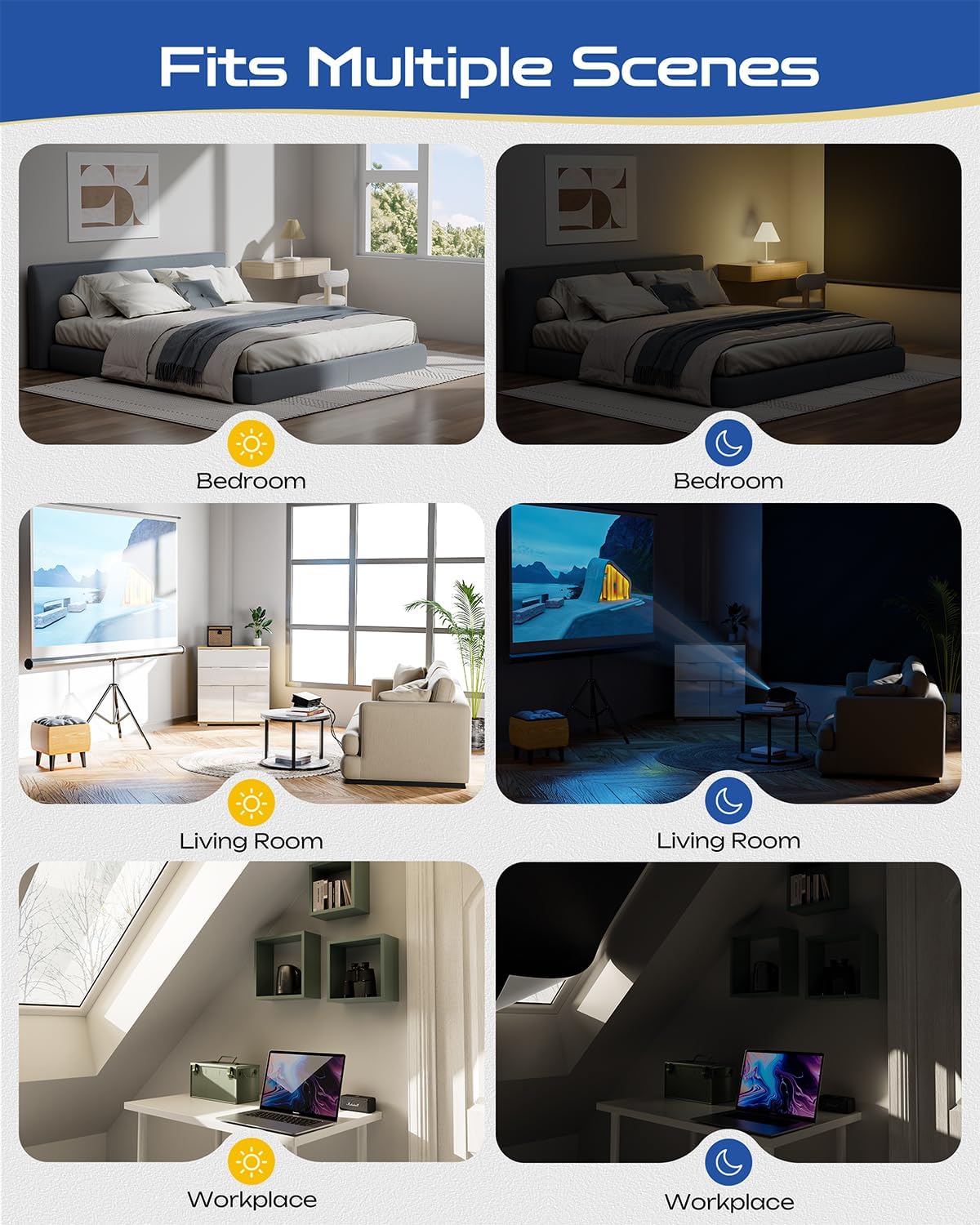 45" W x 84" L 100% Portable Blackout Curtains, Total Darkness No-Drill Black Out Window Cover,Temporary Blackout Shades with Hook & Loop Tape, for Bedroom, Nursery, Dorm, Travel (Black)