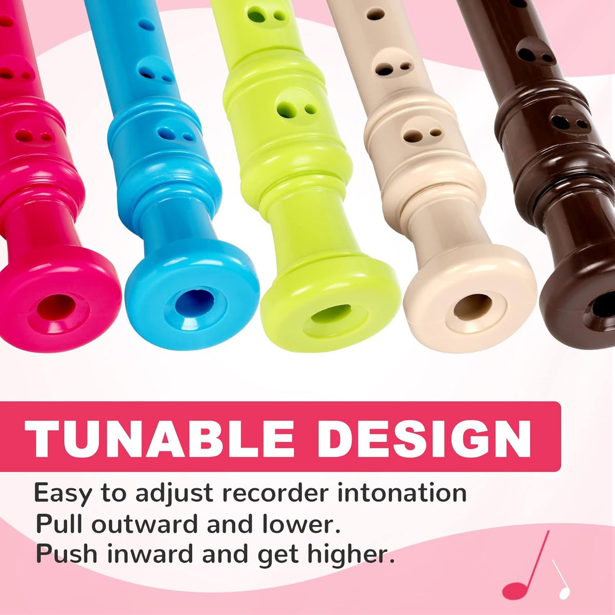 CONJURER 5Pc Soprano Recorder Instrument for Kids Student - German Fingering 8 Hole Flute ABS Descant Recorders for Beginners with Cleaning Rod and Bag for Kids over 3 Years Old