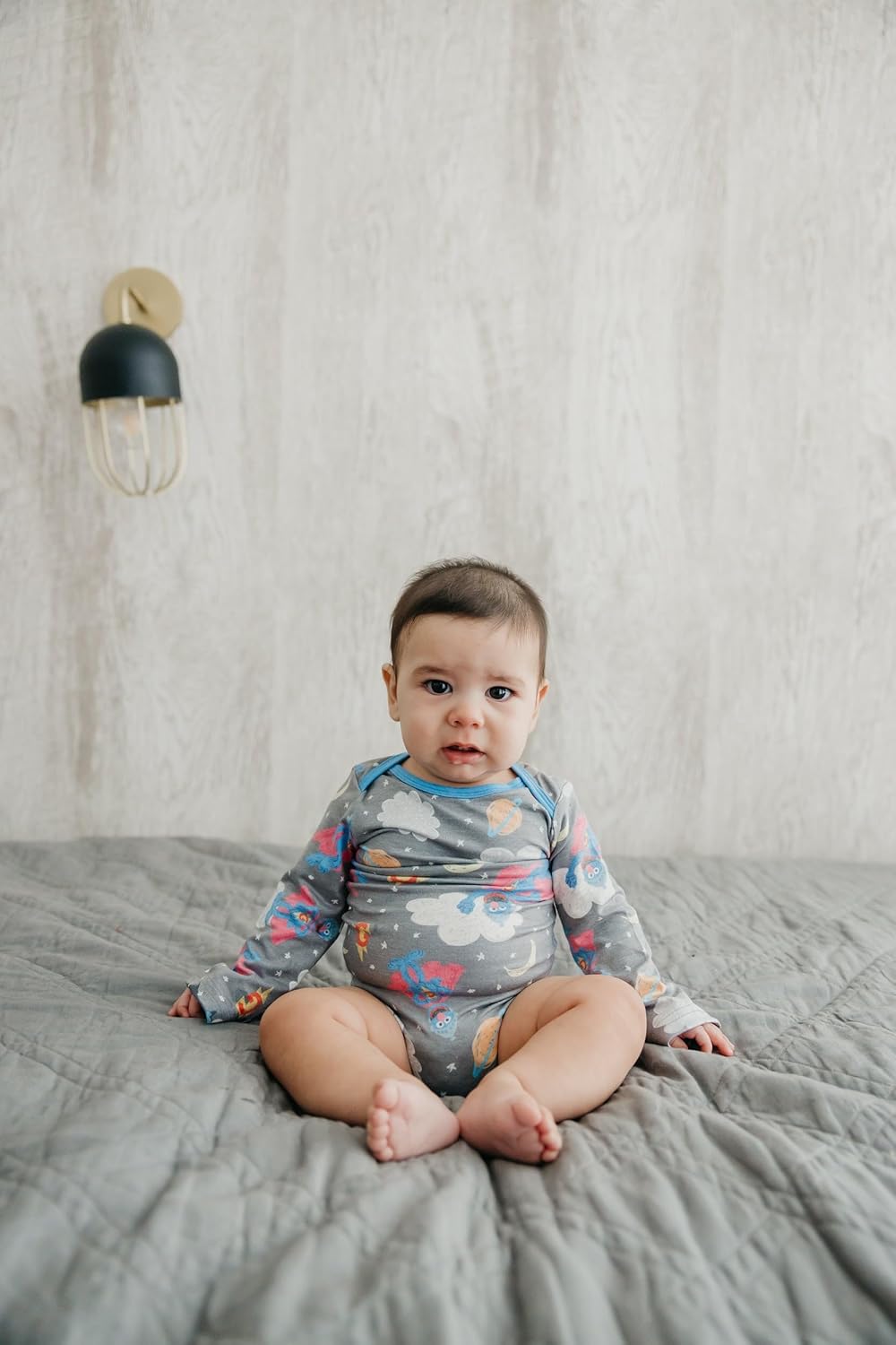 Copper Pearl Long Sleeve Bodysuit Baby: Ultra Soft Baby for Newborns, Boys, and Girls - Stylish, Comfortable, Overlap Shoulders, Premium Knit Fabric - Newborn, Super Grover