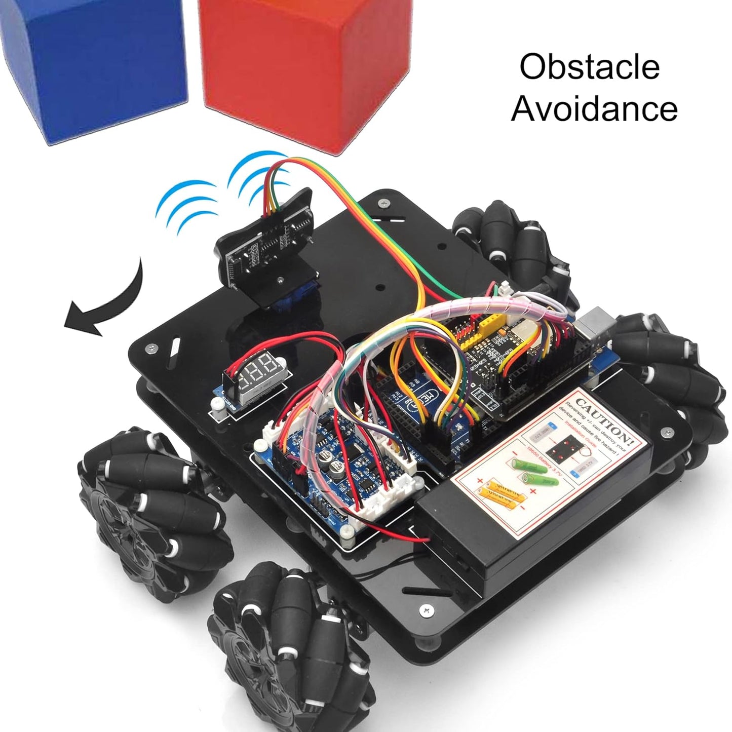 Omni-directinal Mecanum Wheels Robotic Car Kit for Arduino Mega2560 Metal Chassis DC Motor DIY STEM Remote Controlled Educational Mechanical DIY Coding for Teens Adult