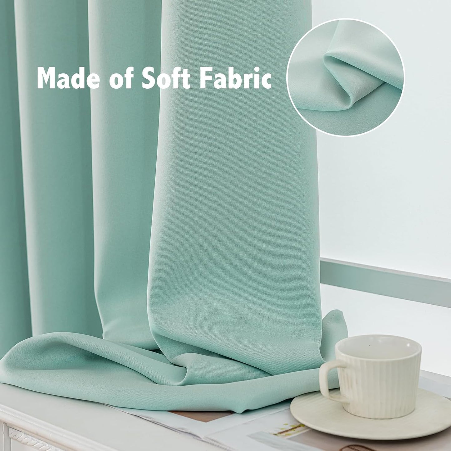 Anytime 100% Blackout Curtain Set, Thermal Insulated & Energy Efficiency Window Draperies for Guest Room, Full Shading Panels for Shift Worker and Light Sleepers(Light Blue, 2 Panels, 52W x 45L)
