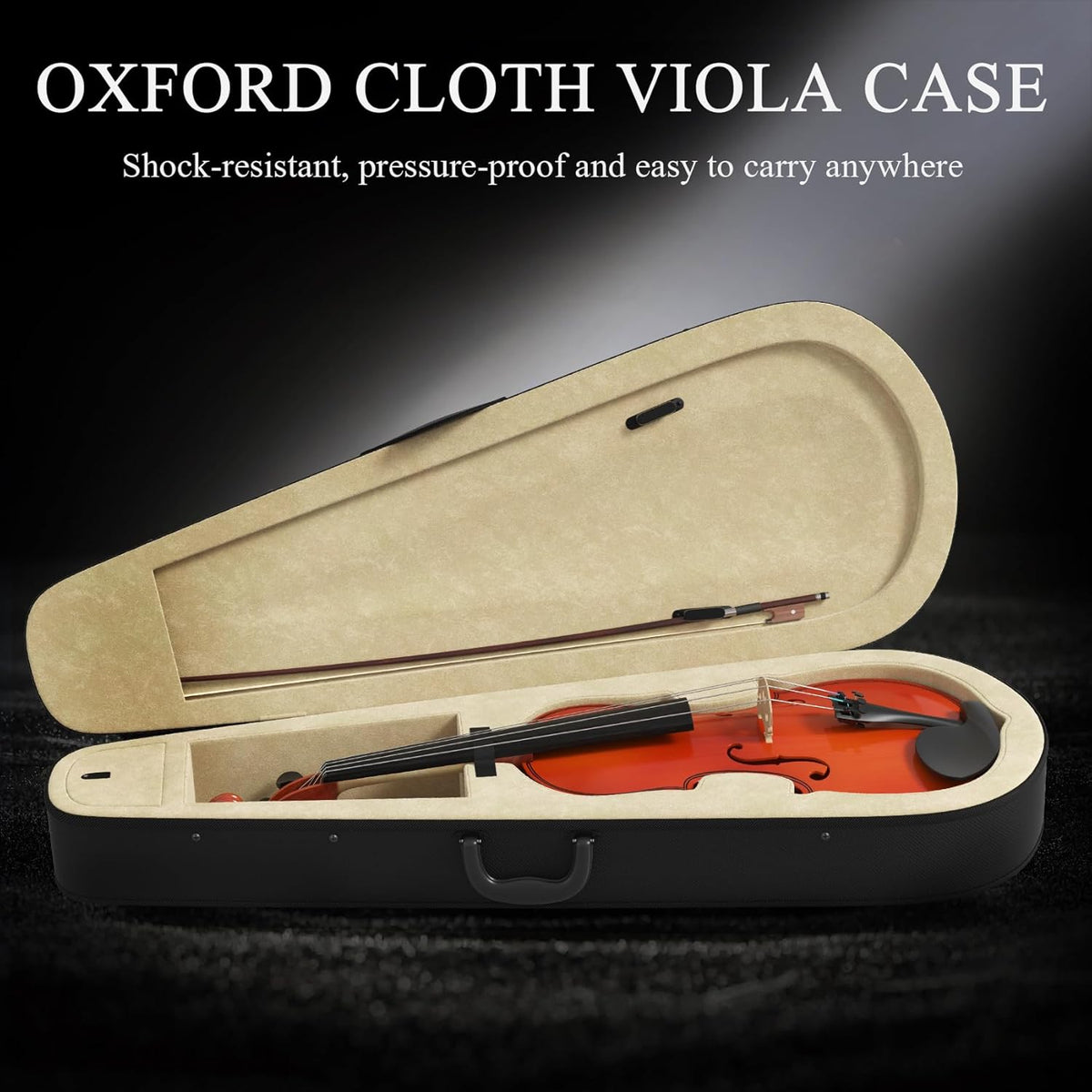 16 inch Acoustic Viola Kit for Adults,Students,Beginners,Complete Viola Instrument Set with Portable Case, Bow, Rosin (Natural)