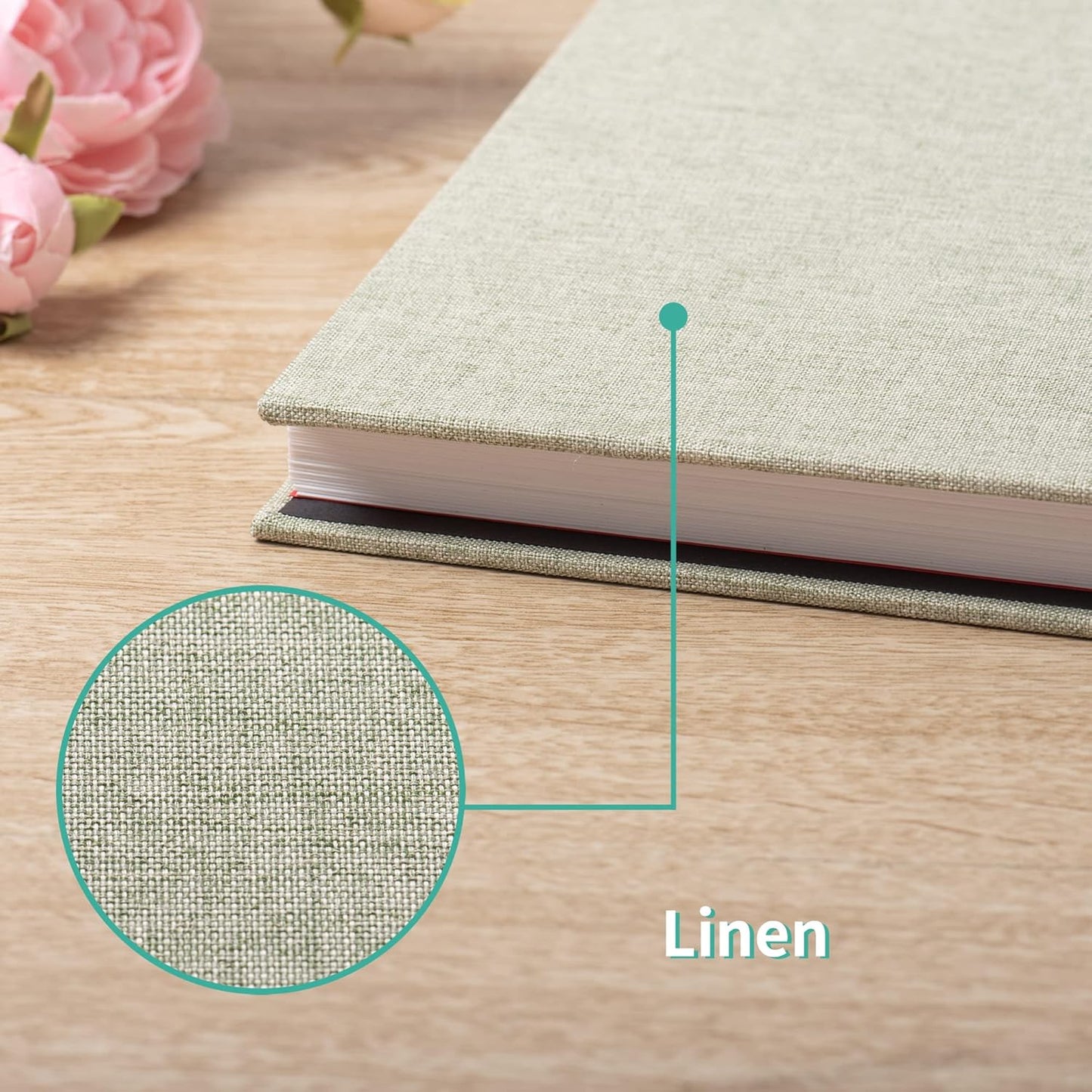 Photo Album Self Adhesive Scrapbook Album for 4×6 Pictures DIY Magnetic Linen Cover Album 30 Blank Pages Great Gift for Family, Wedding, Birthday, Christmas, Anniversary(Grass Green)