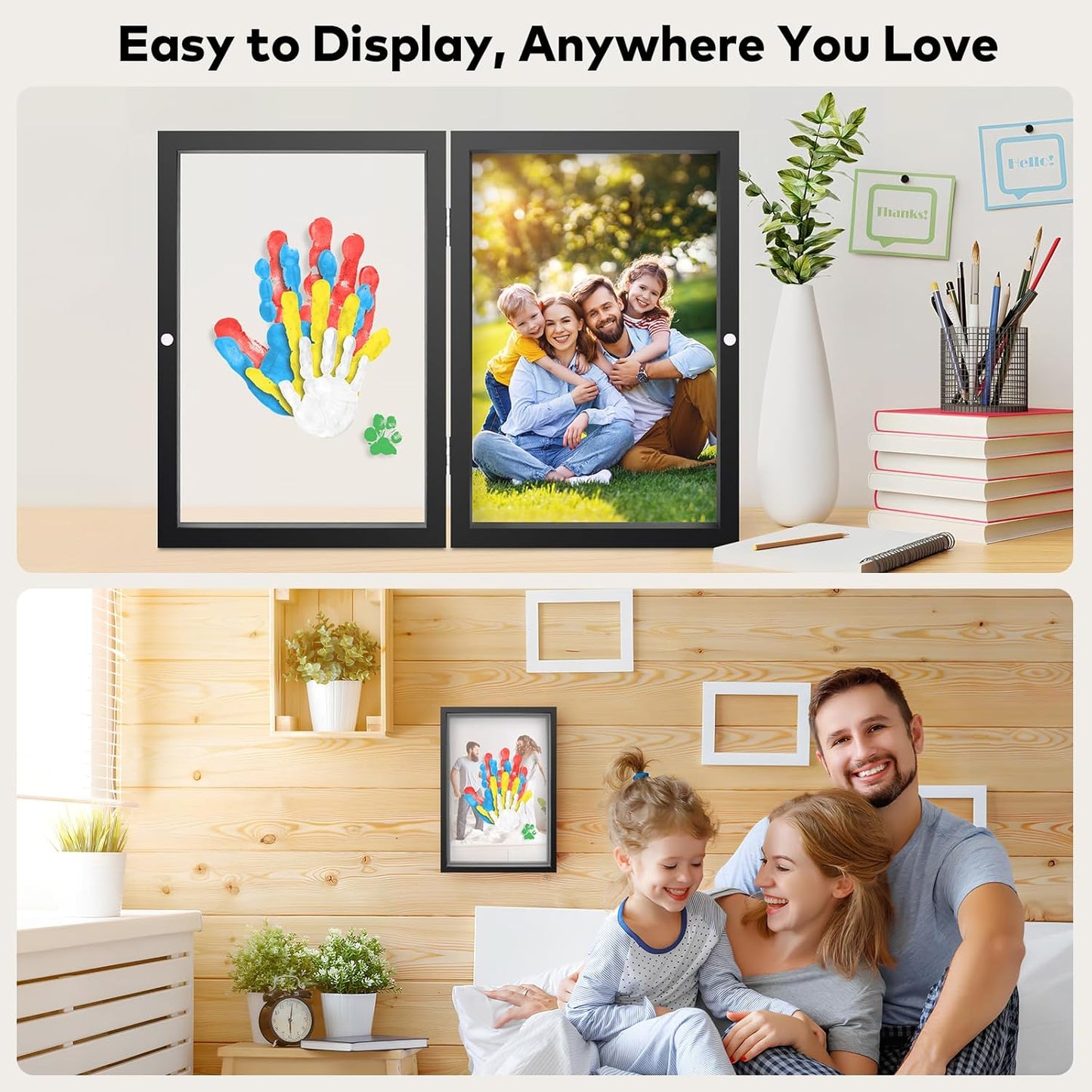 Family Handprint Kit, DIY Craft Keepsake Photo Frame, Hand Print Ornament Kits, Family Gifts for New Parents & Mom & Baby, Grandparents, Couples, Father's Day, Mother's Day, Anniversary