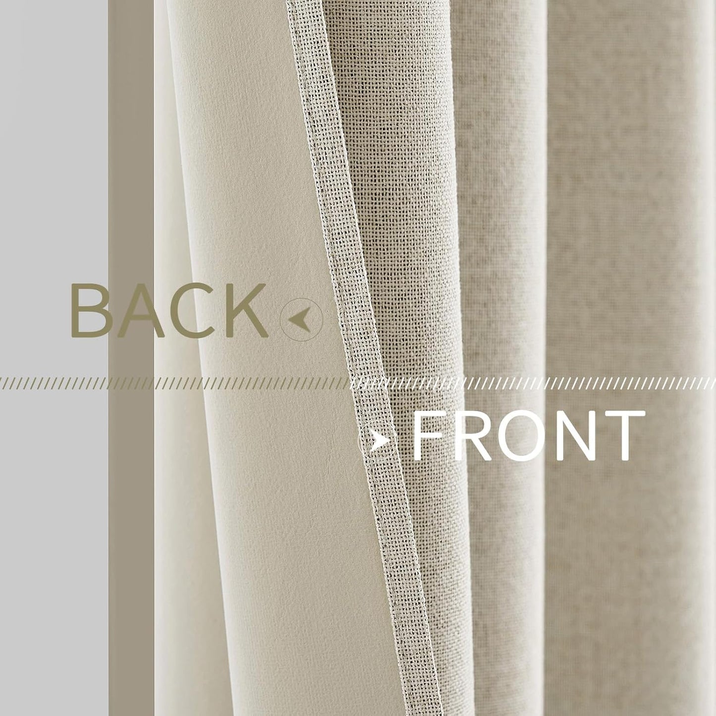 MIULEE 100% Blackout Linen Textured Curtains for Bedroom Solid Thermal Insulated Cream Grommet Room Darkening Curtains & Drapes Luxury Decor for Living Room Nursery 52 x 72 Inch (2 Panels)