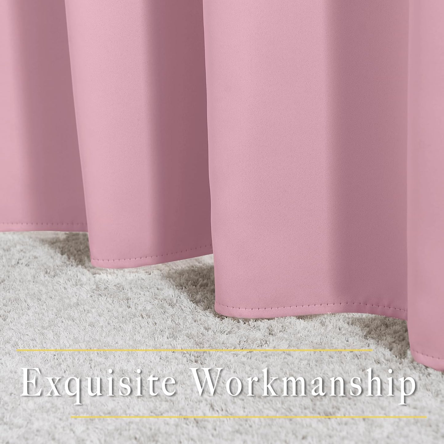 NICETOWN Crystal Pink Blackout Curtains & Drapes - Thermal Insulated Grommet Blackout Light Blocking Room Darkening Large Window Treatments for Bedroom/Living Room (2 Panels, W66 x L90)