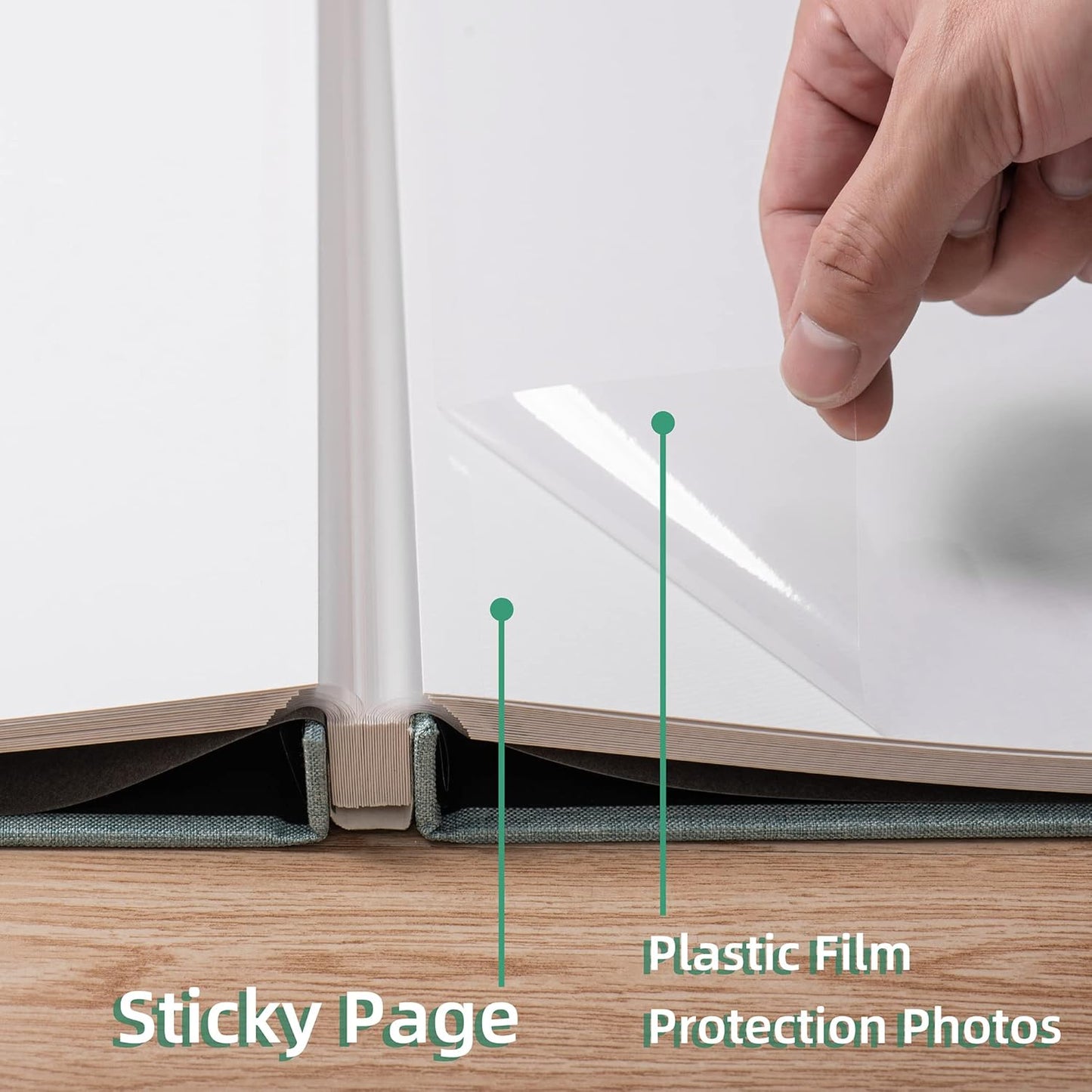 Photo Album Self Adhesive Scrapbook Album for 4×6 Pictures DIY Magnetic Linen Cover Album 30 Blank Pages for Family Wedding, Birthday, Christmas, Anniversary (Green)
