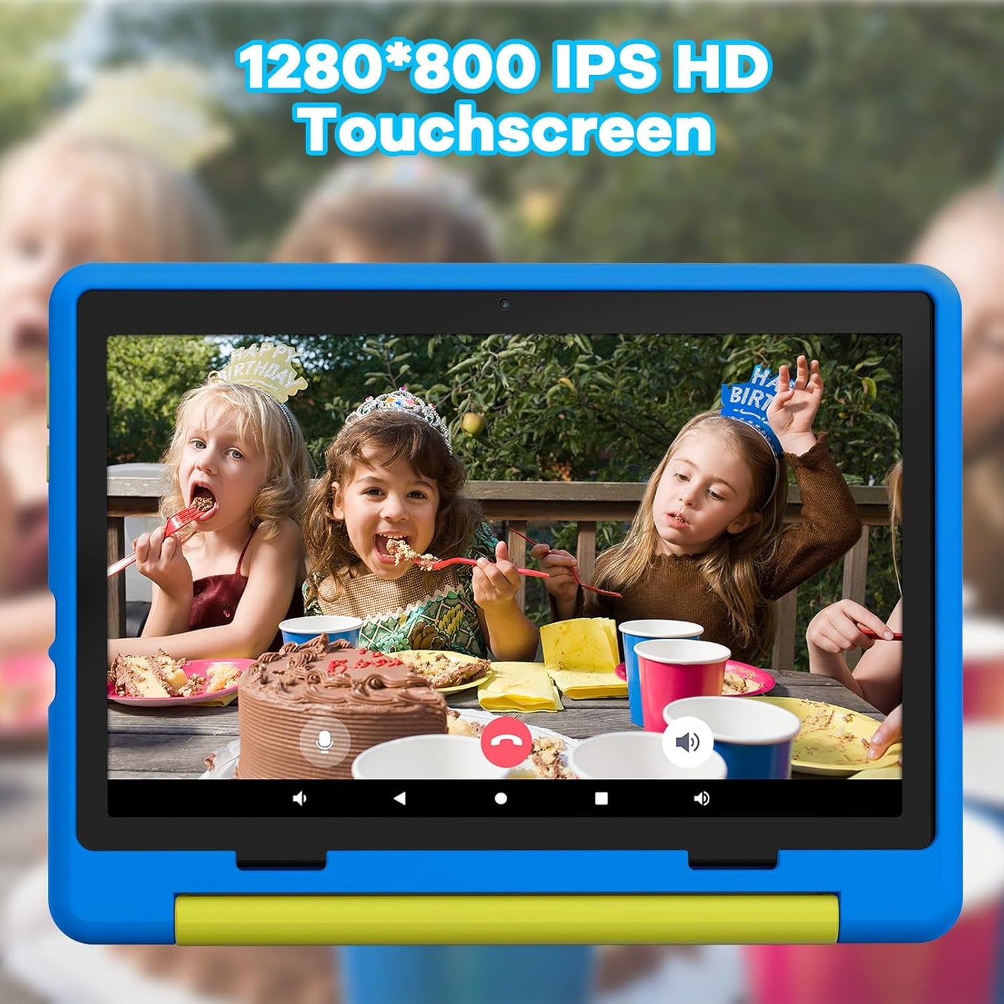 Kids Tablet|Upgraded Android 14 Tablet 10 inch for Kids with Protective Case|Octa-Core|64GB|1TB TF Card Expandable|Dual Camera|Parental Control|Great Gift for Toddler(Blue)