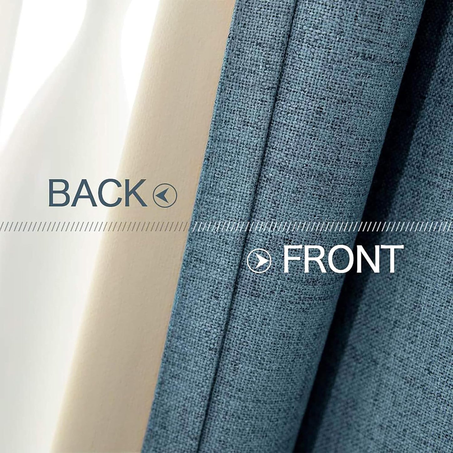 MIULEE Linen Texture Curtains for Bedroom Solid 100% Blackout Thermal Insulated Dusty Blue Curtains Grommet Room Darkening Drapes Luxury Decor for Living Room Nursery 52x45 Inch (2 Panels)
