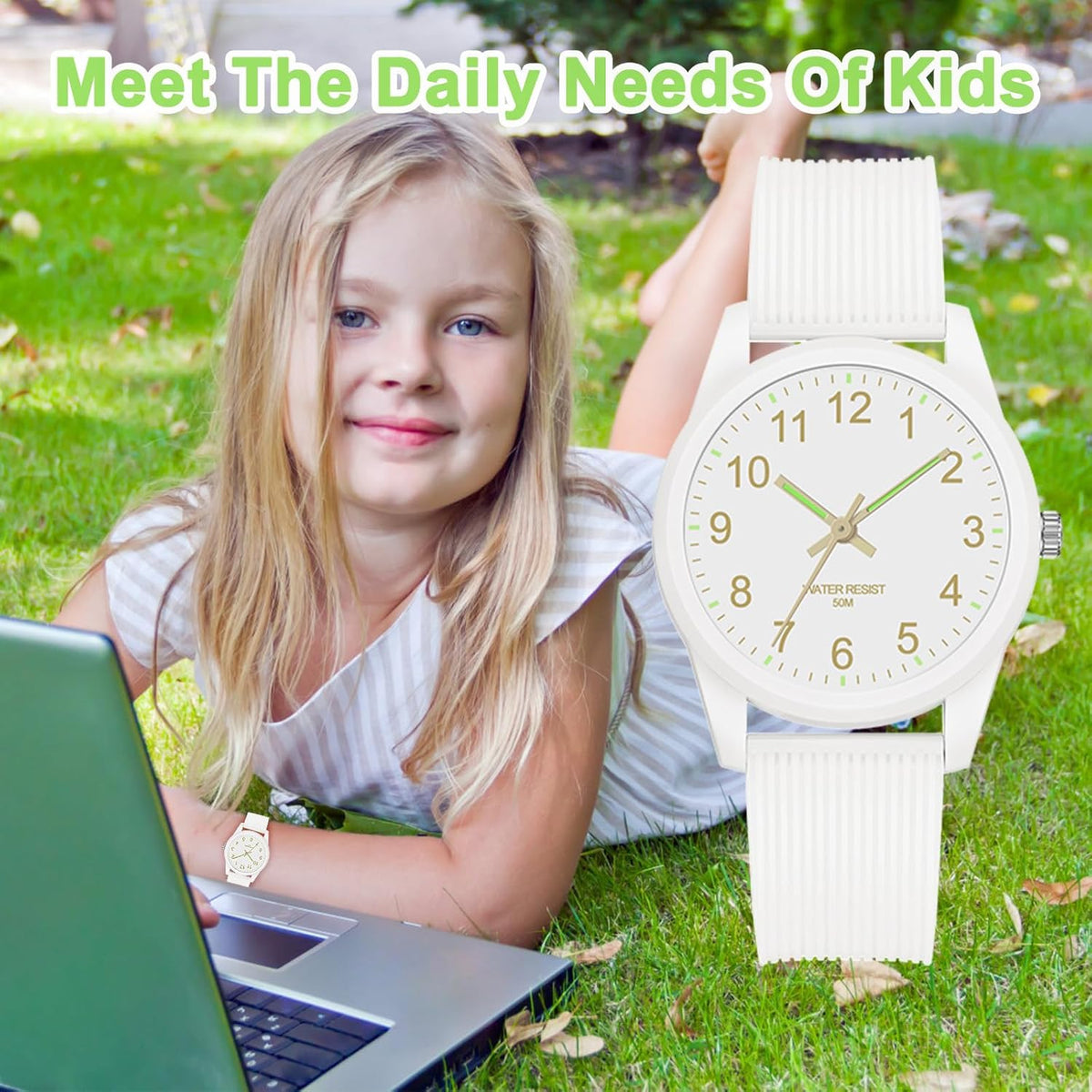 Kids Analog Watches for Girls Boys Watches with Soft Band Learning Time 50M Waterproof Children Watch Easy to Read for Ages 4-12 Kids Gift