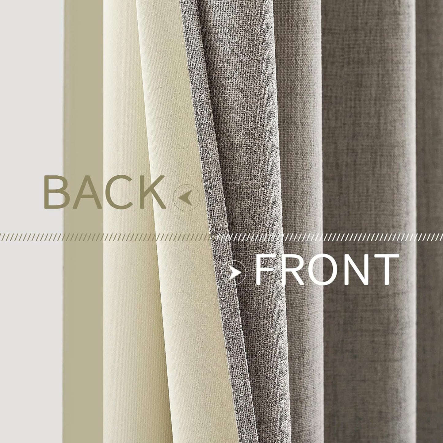 MIULEE Linen Texture Curtains for Bedroom Solid 100% Blackout Thermal Insulated Linen Curtains Grommet Room Darkening Drapes for Living Room Nursery 52x54 Inch (2 Panels)