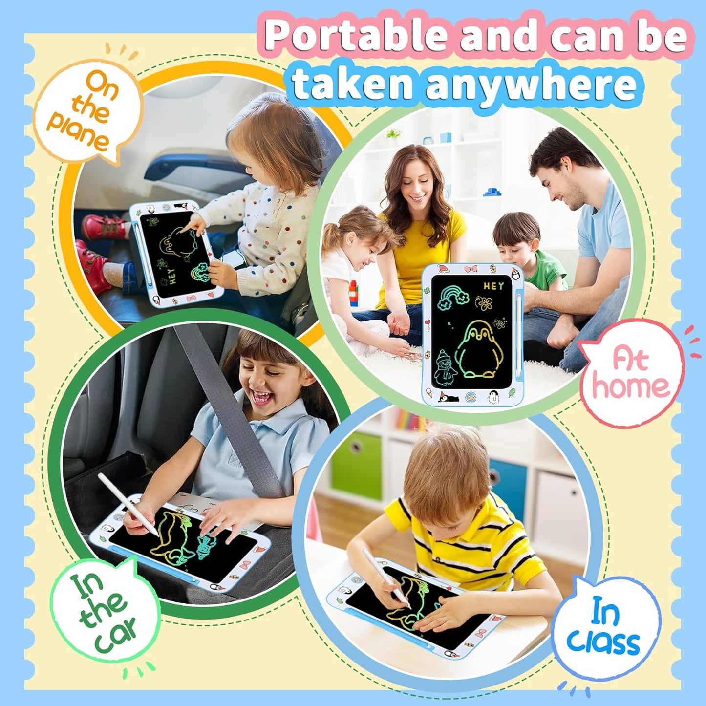 LCD Writing Tablet for Kids, Colorful Screen Drawing Board for 3-7 Year Old Boys & Girls - Educational Toys for Birthday & Christmas (Penguin)
