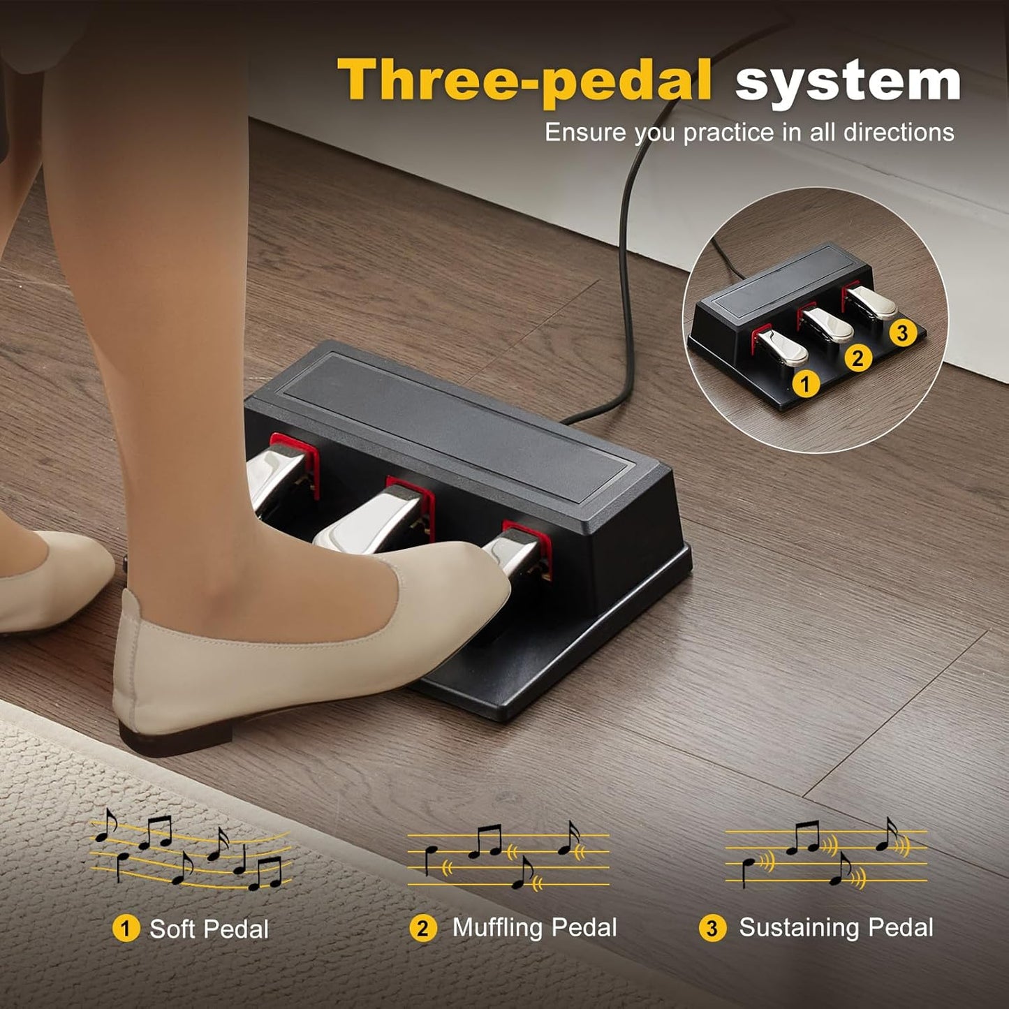 MUSTAR 88 Key Piano Keyboard for Beginners, Semi Weighted Electric Piano Keyboard 88 Keys, Portable Digital Piano 88 Key Weighted with 3-Pedal Unit, Built-In Speakers, USB/MIDI Connecting (Black)