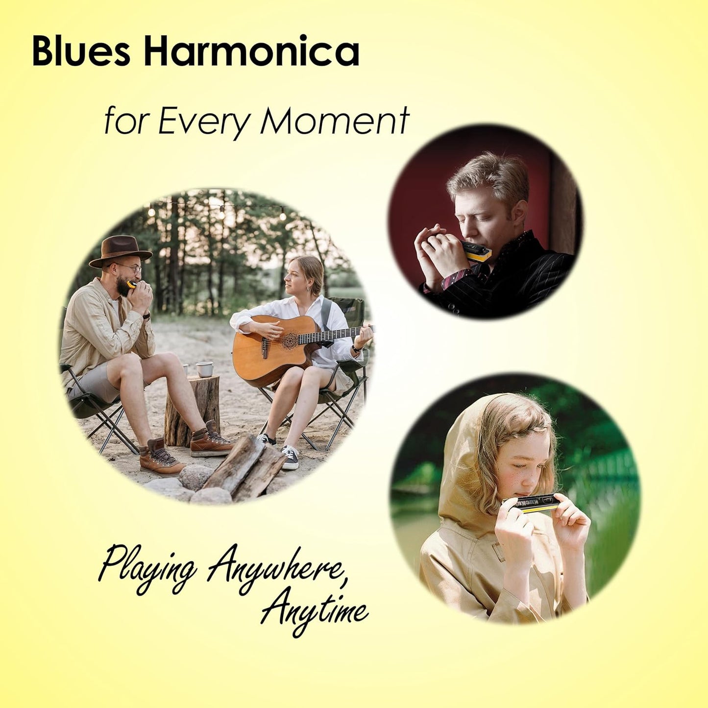 Diatonic Harmonica of F Key,Blues Mouth Organ 10 Holes 20 Tones, Reed of Phosphor Bronze, ABS Combo, Easy-Clean Cover,10 Holes Blues Harp for Adult, Beginner
