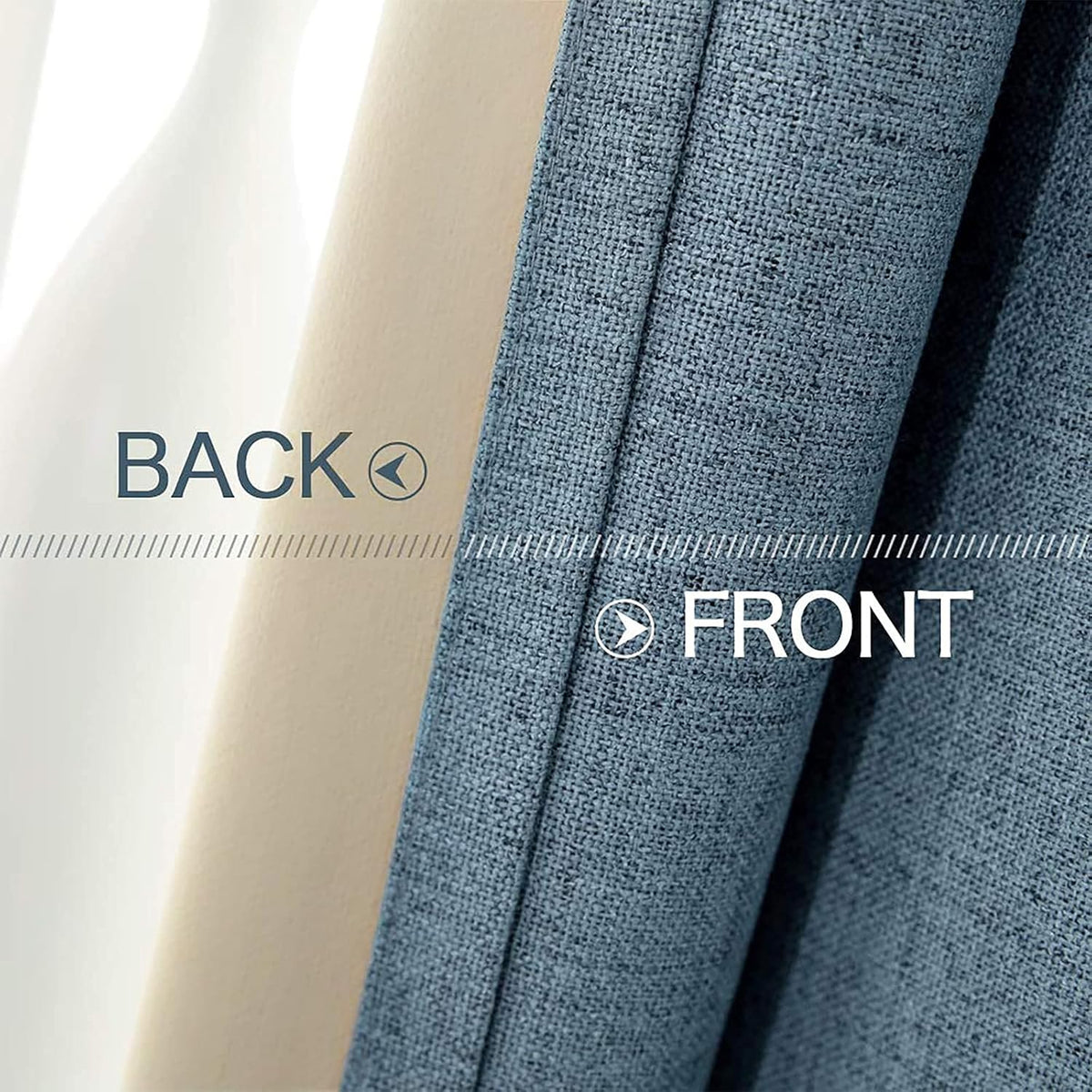 MIULEE Linen Texture Curtains, 2 Panels (Dusty Blue, W52xL84), Blackout, Grommet, Room Darkening, Nursery, Solid, Classic, 2 Count