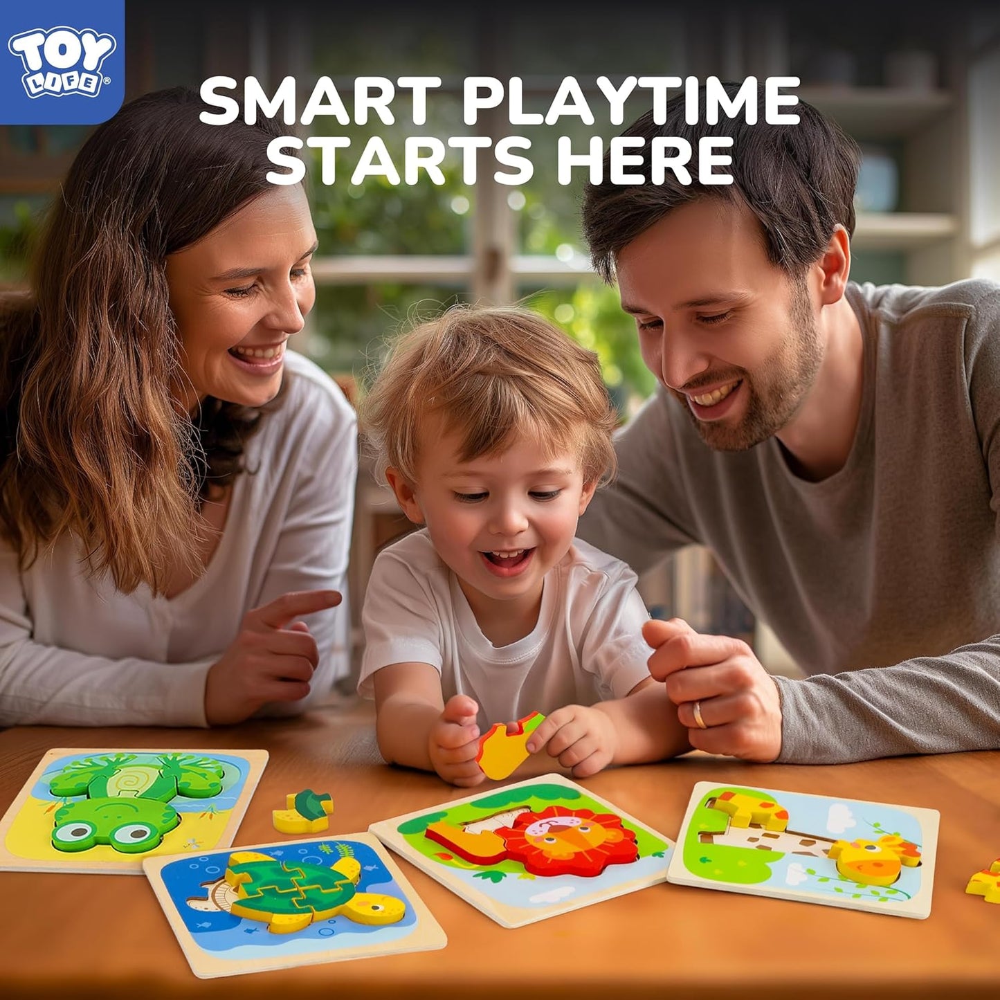 TOY Life Wooden Puzzles for Toddlers 1-3, Animals Toddler Puzzles 1-3, Puzzles for Toddlers 2-4, Wood Puzzles Christmas Montessori Toys Gifts for 1 2 Year Old, Baby Puzzles 12-18, Kids Learning Toy