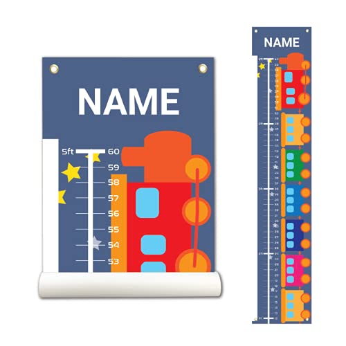 Sungwon Personalized Kids Canvas Growth Chart, Height Chart, Train